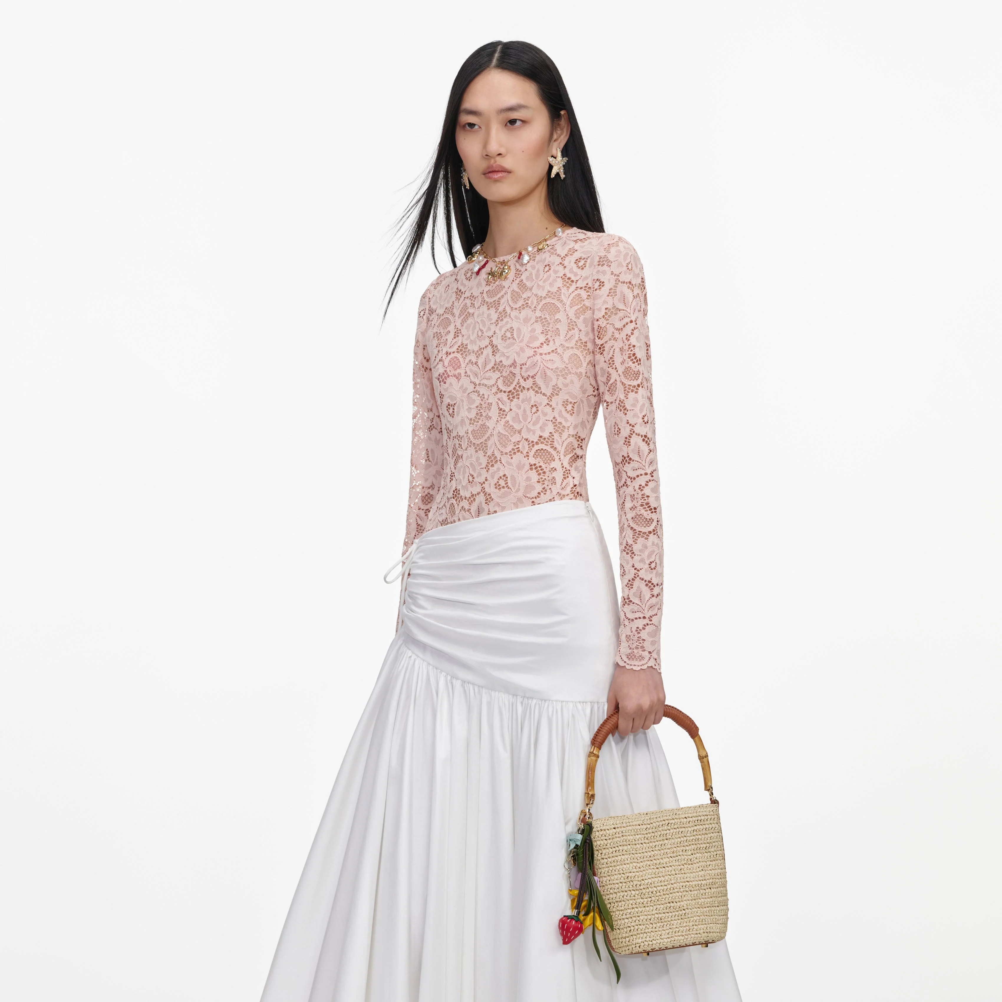 Raffia Charm Bucket Bag - Image 5