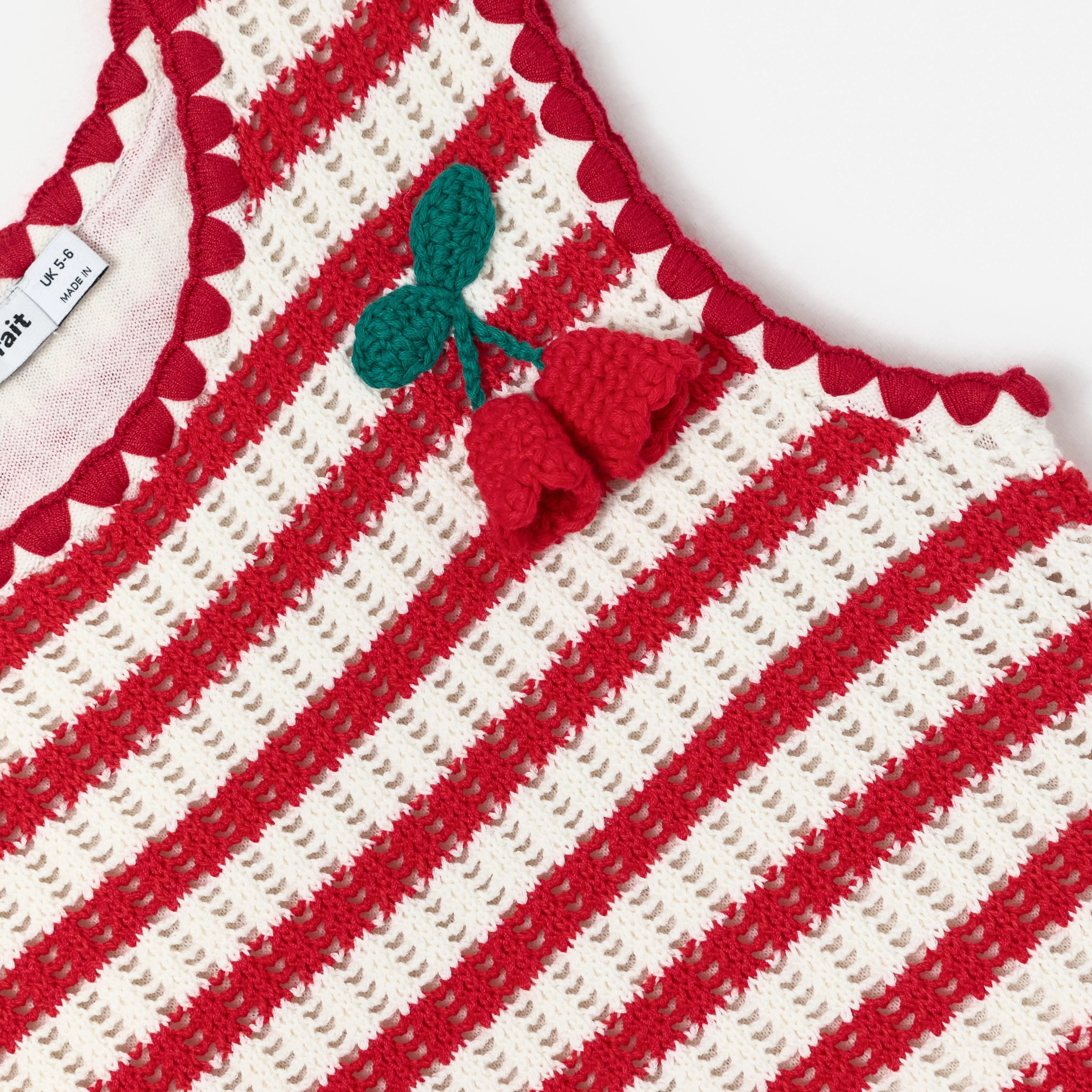 Red Striped Crochet Floaty Dress - Image 4