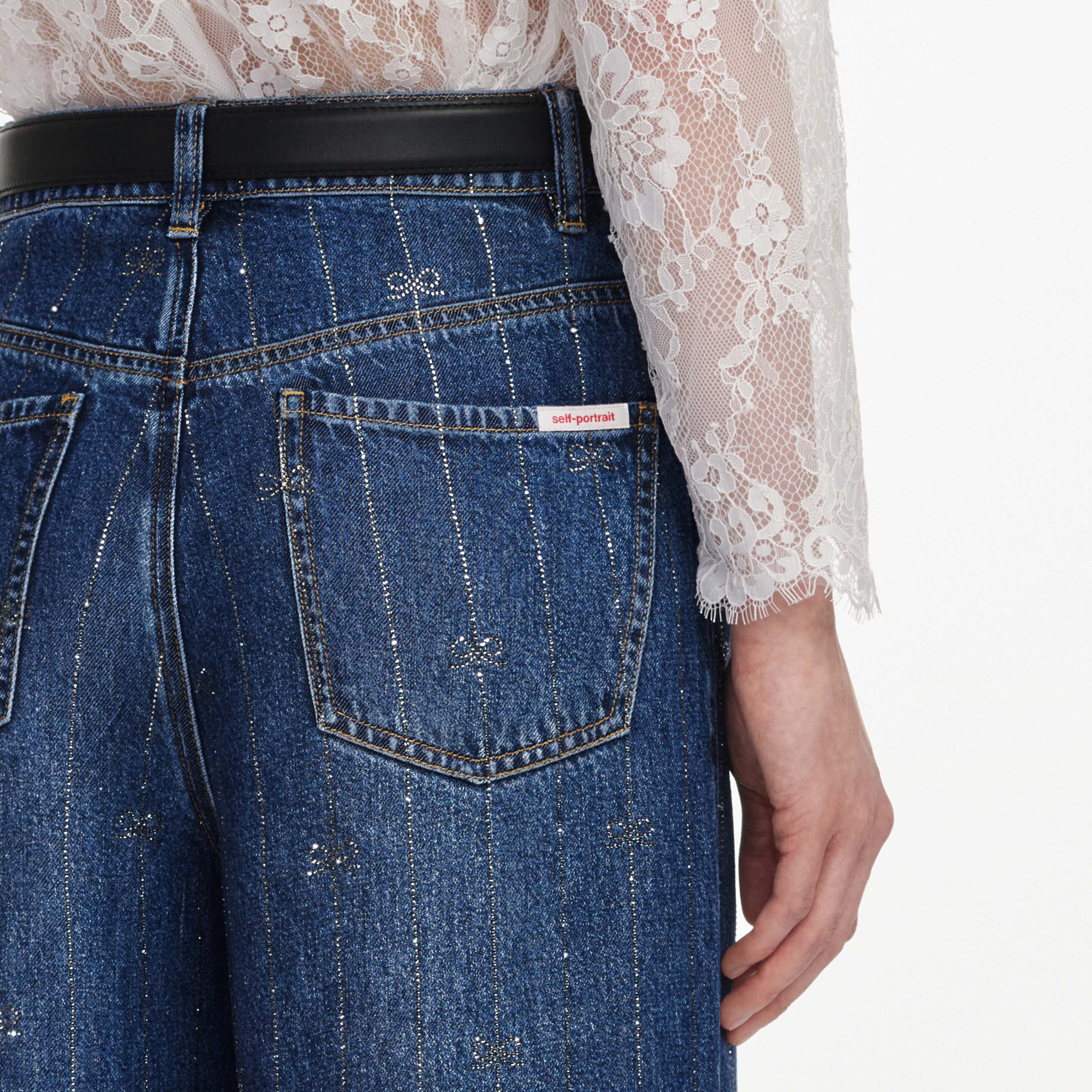 Rhinestone Stripe Denim Jeans - Image 5