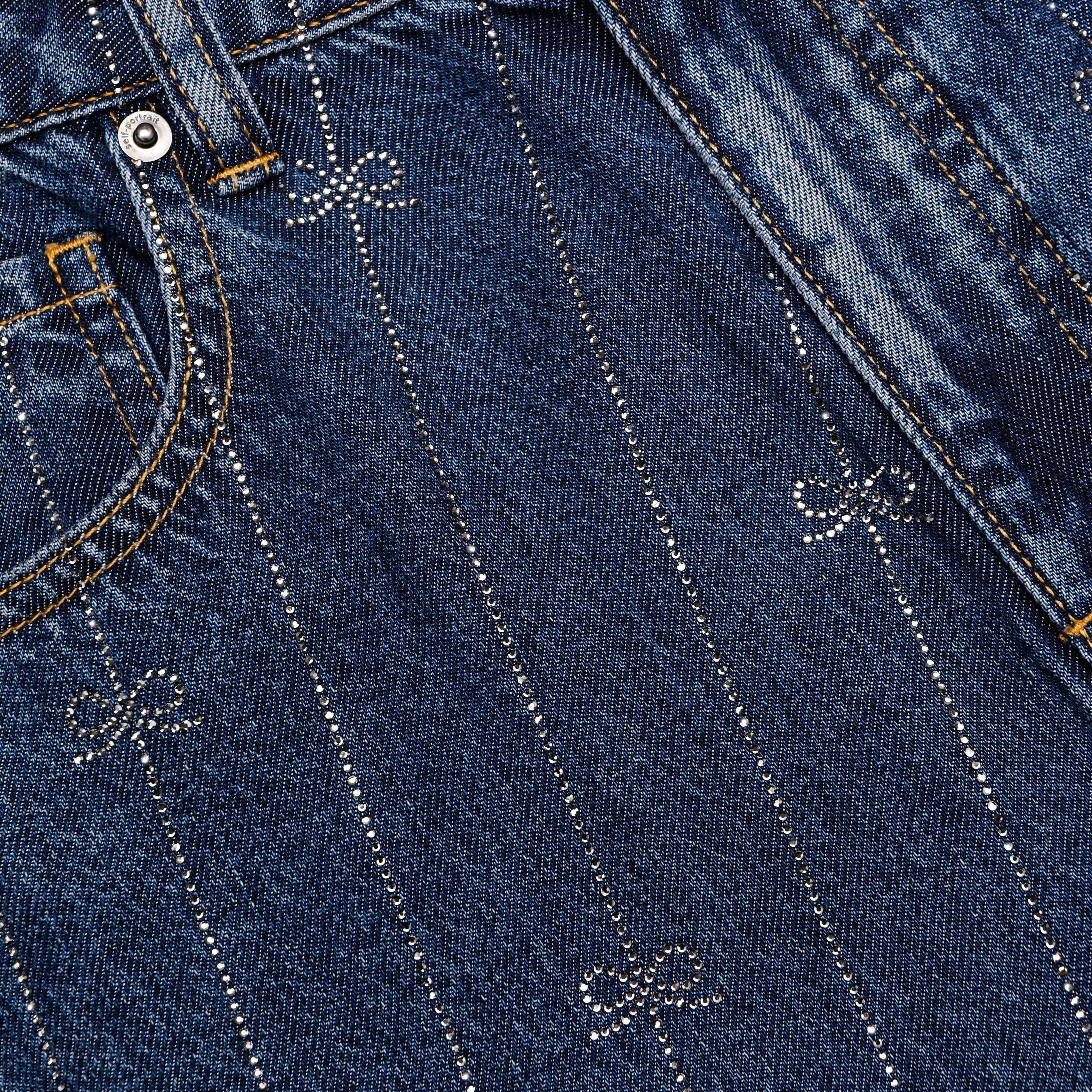 Rhinestone Stripe Denim Jeans - Image 6