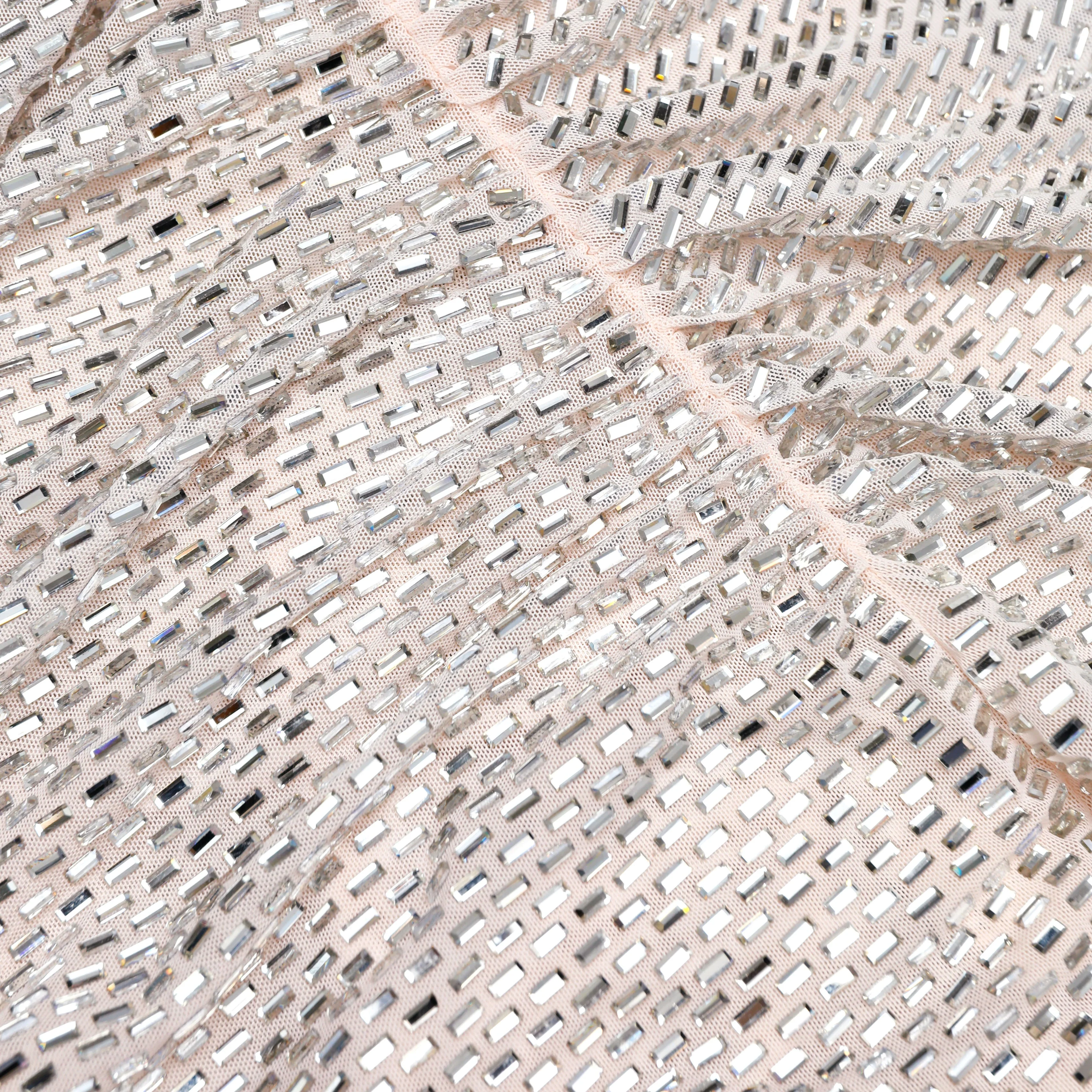 Silver Rhinestone Draped Mini Dress - Image 6