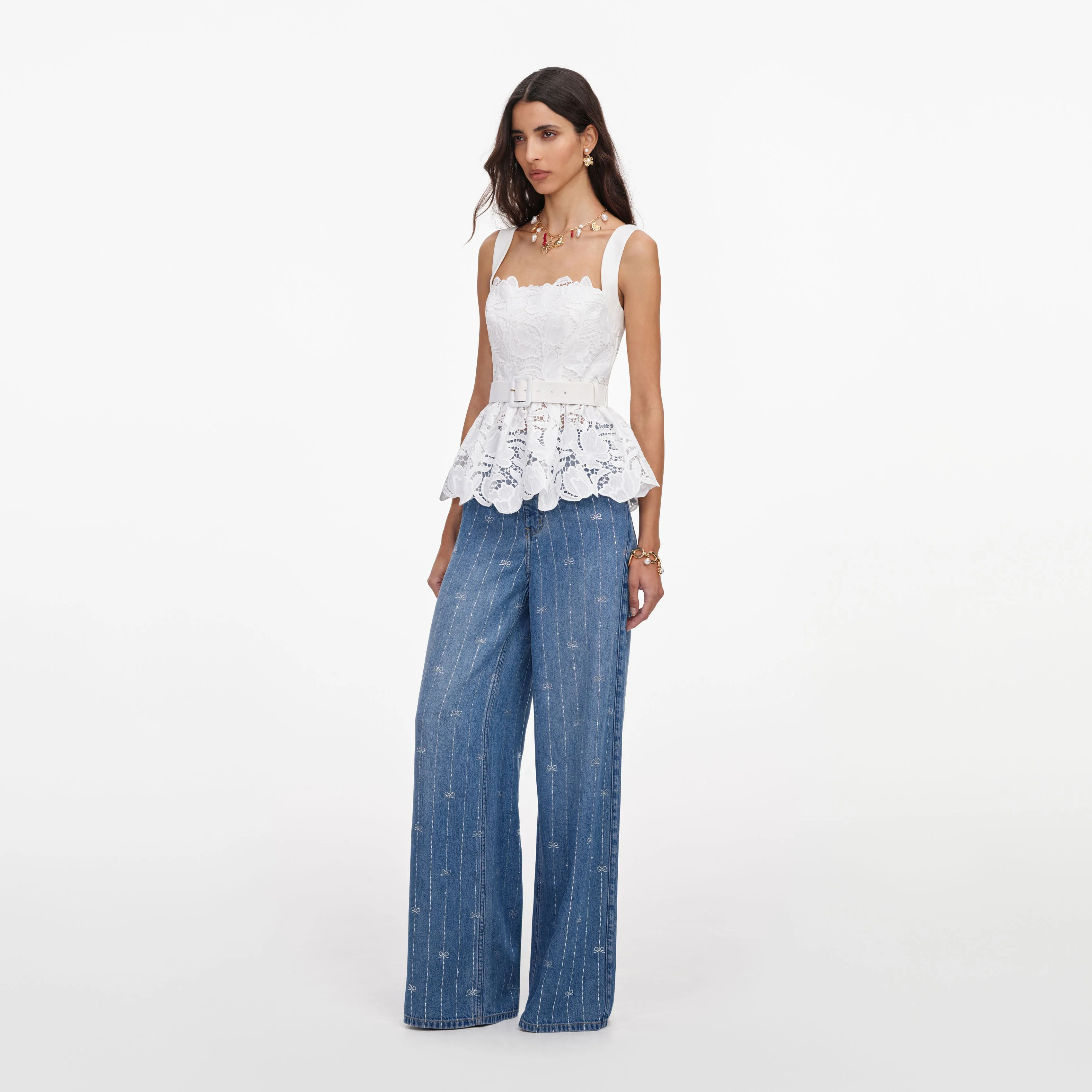 White Lace Peplum Top - Image 2
