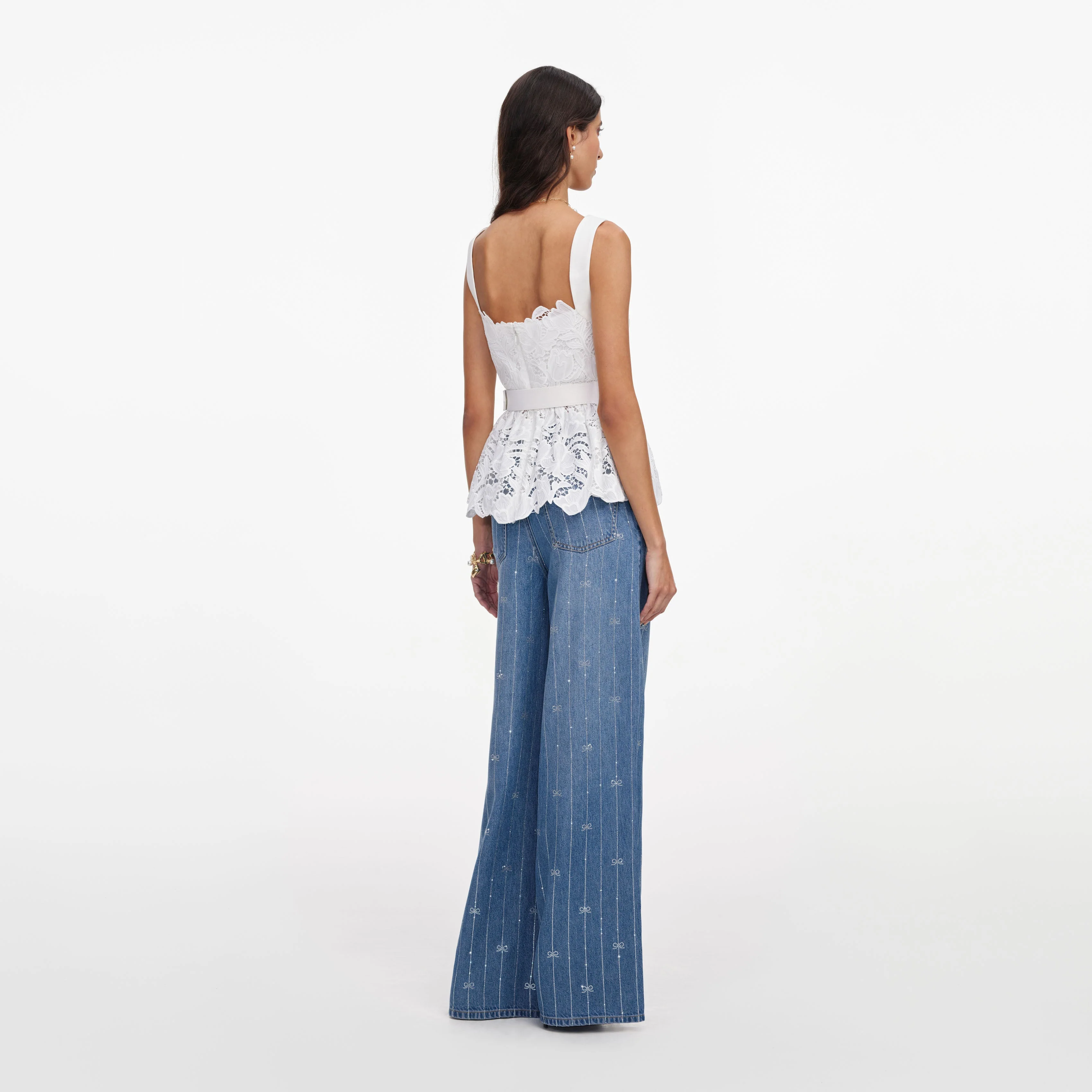 White Lace Peplum Top - Image 3