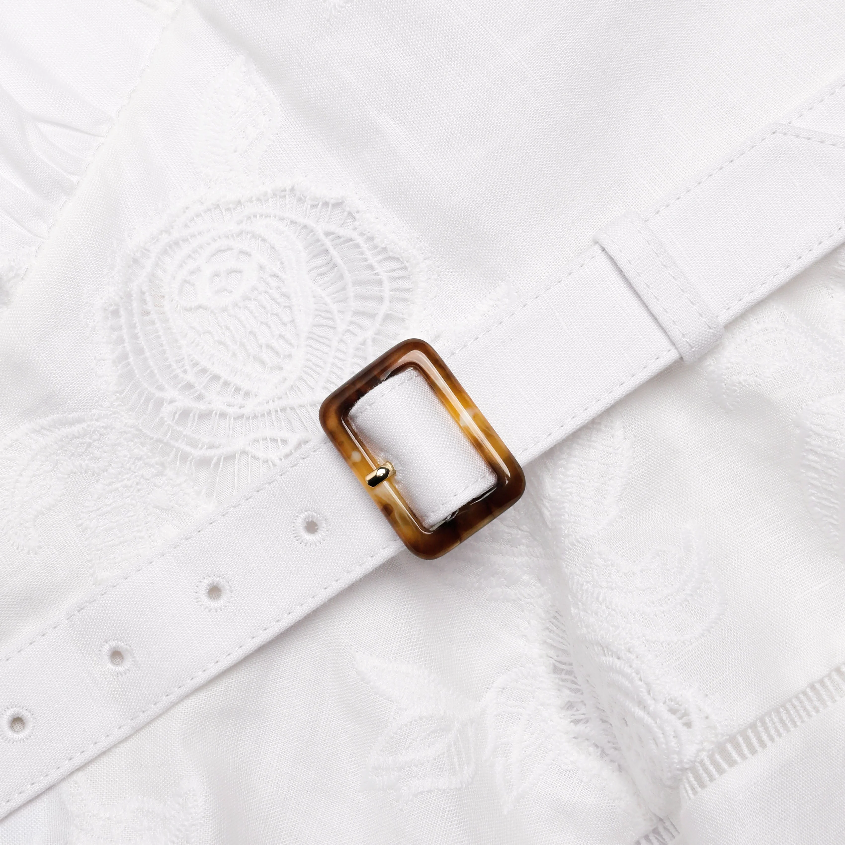 White Linen Blend Peplum Mini Dress - Image 6
