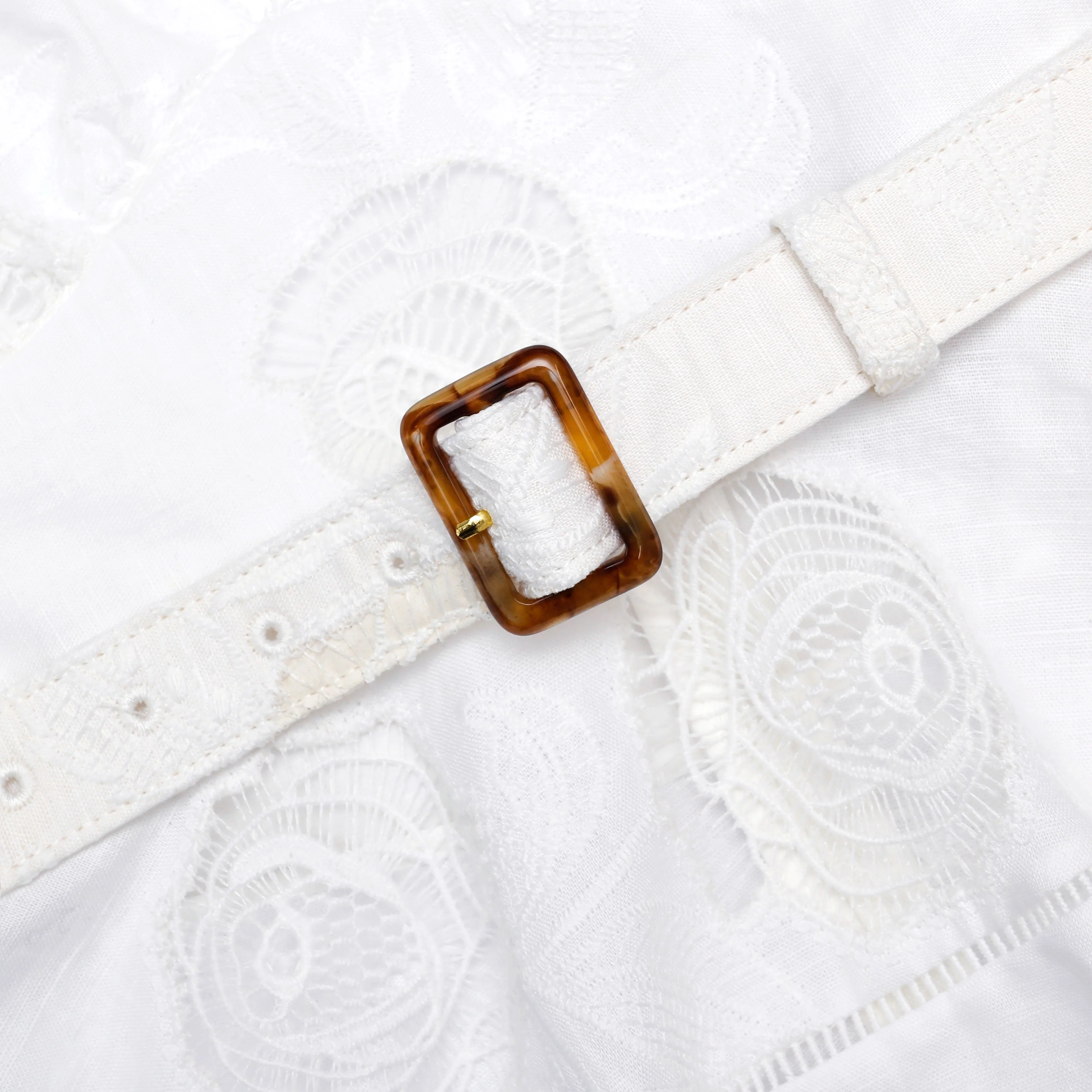 White Linen Blend Peplum Top - Image 6