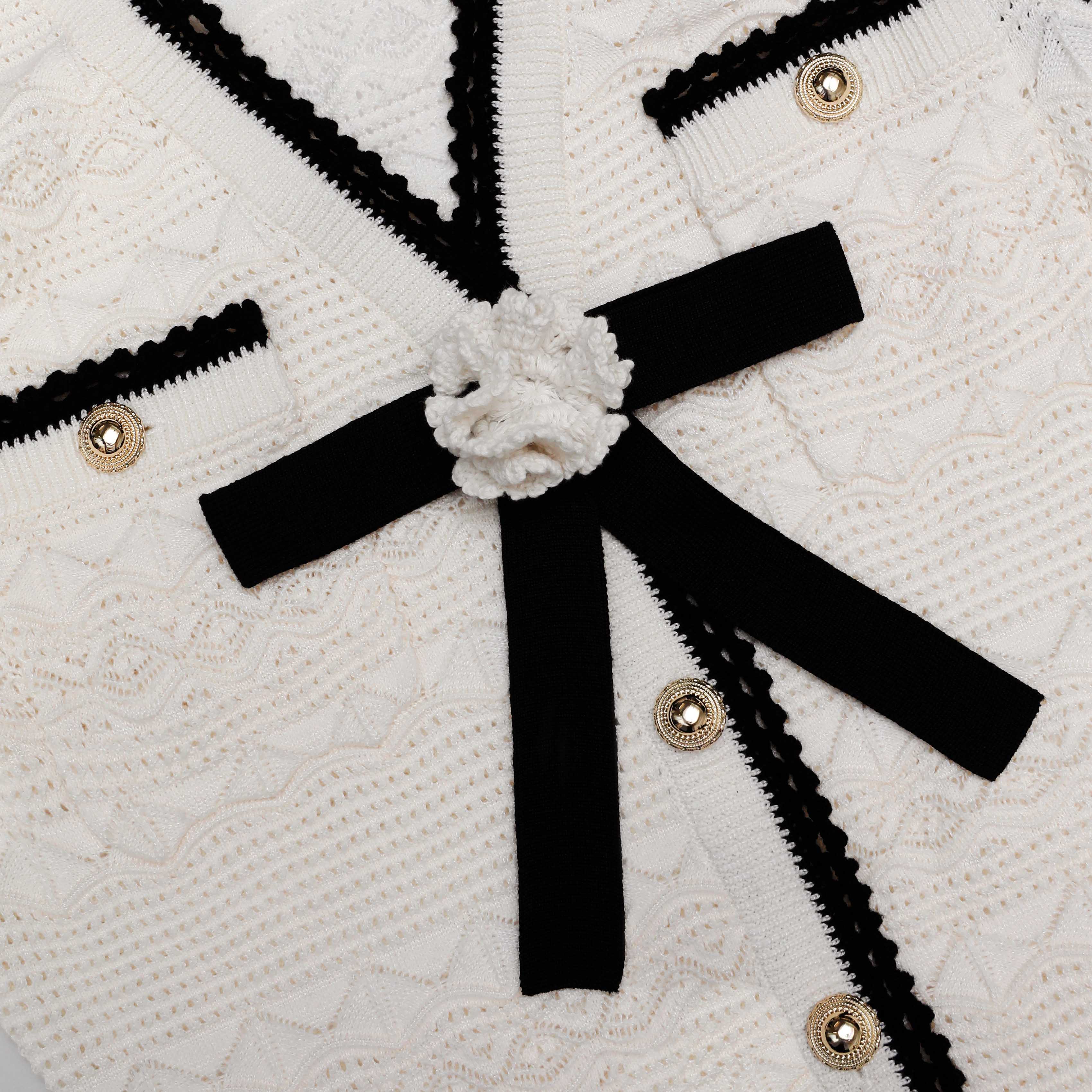 White Pointelle Knit Mini Dress - Image 6