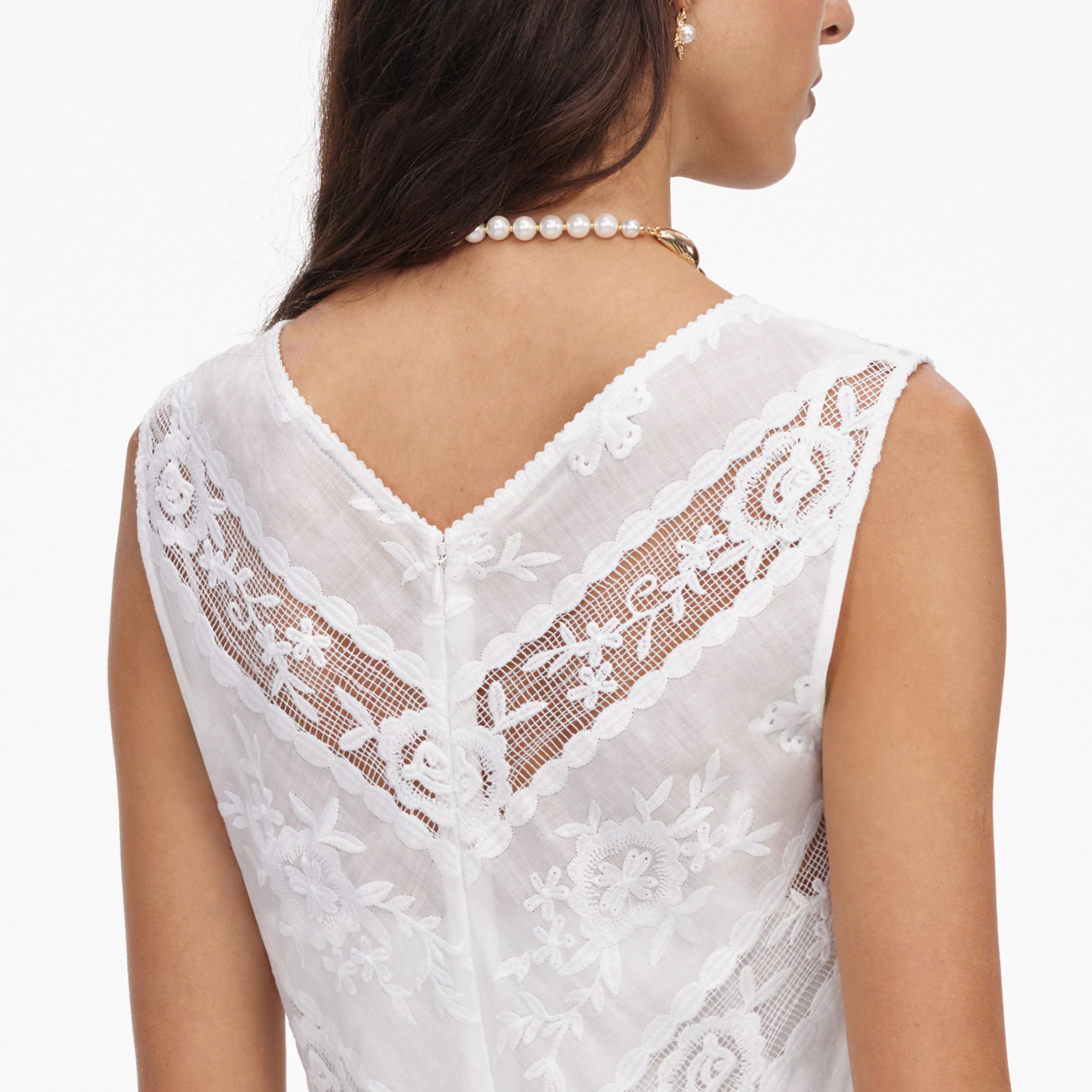 White Ramie Sleeveless Midi Dress - Image 5