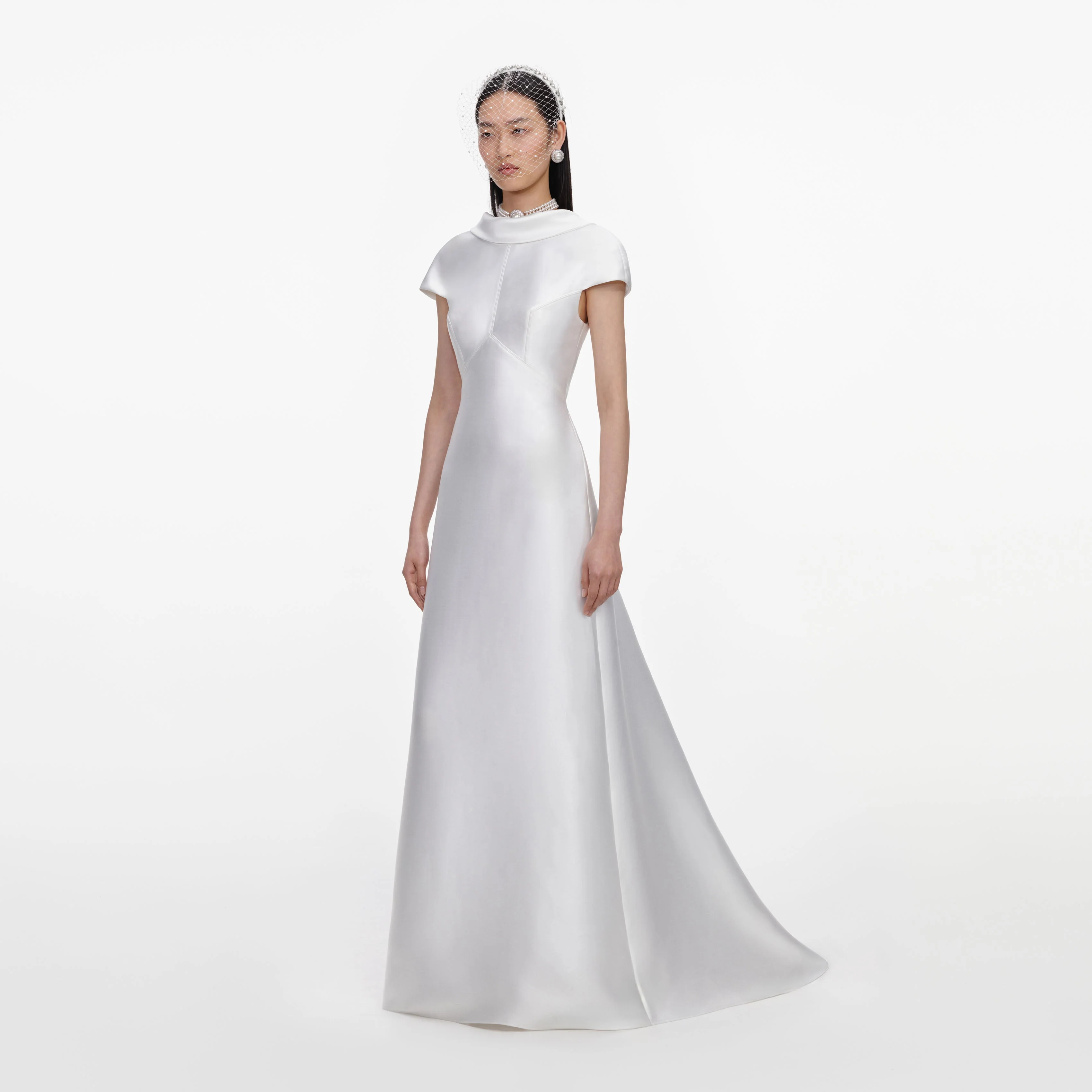 White Taffeta Collared Maxi Dress - Image 2