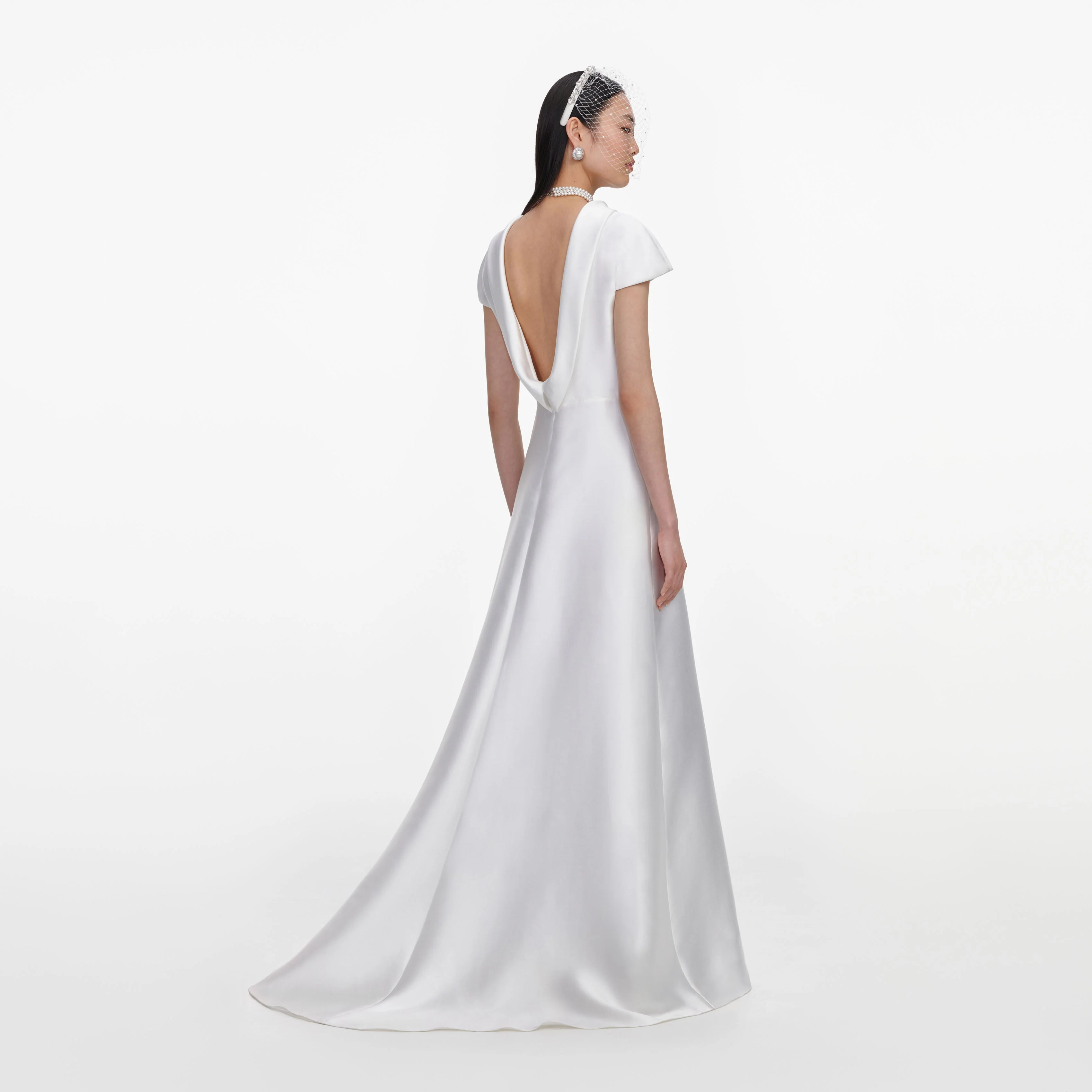 White Taffeta Collared Maxi Dress - Image 3