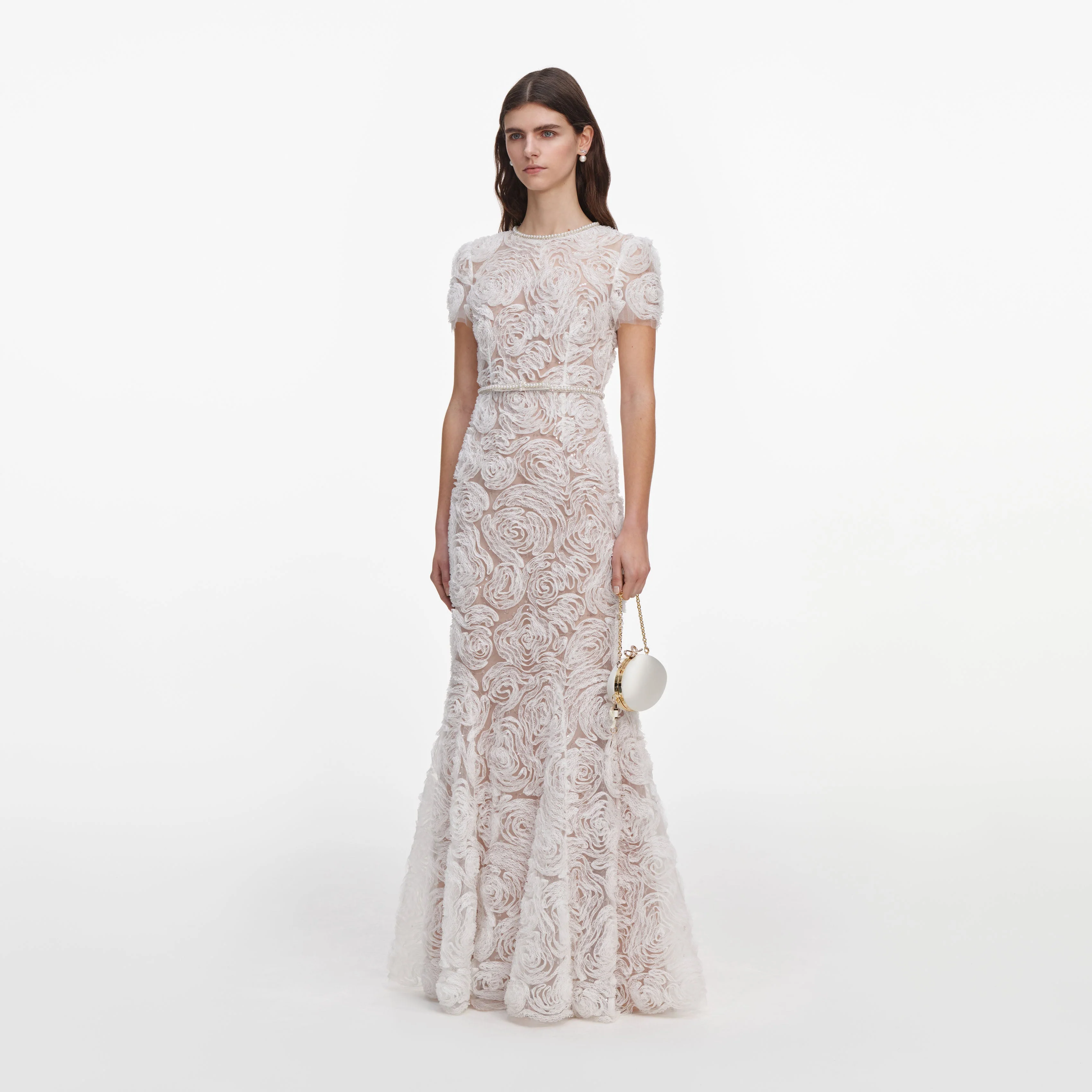 White Tulle Lace Maxi Dress - Image 2