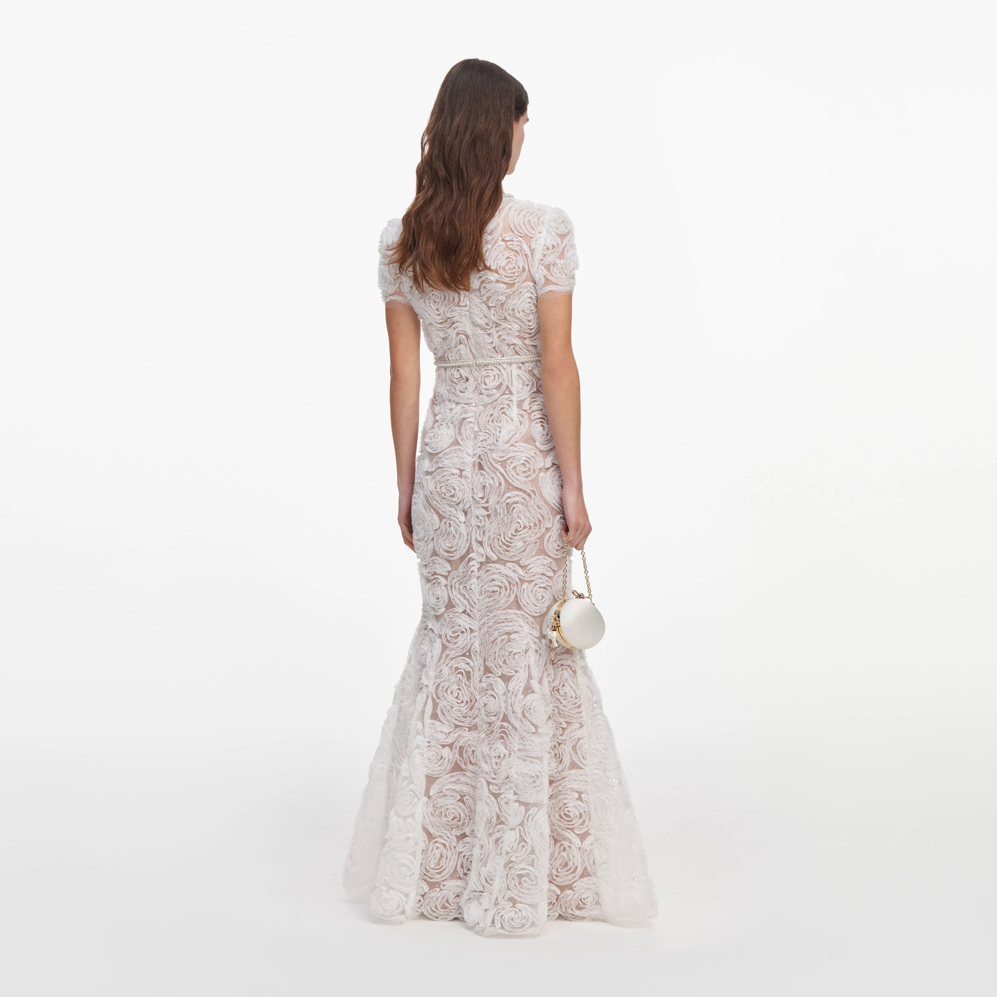 White Tulle Lace Maxi Dress - Image 3