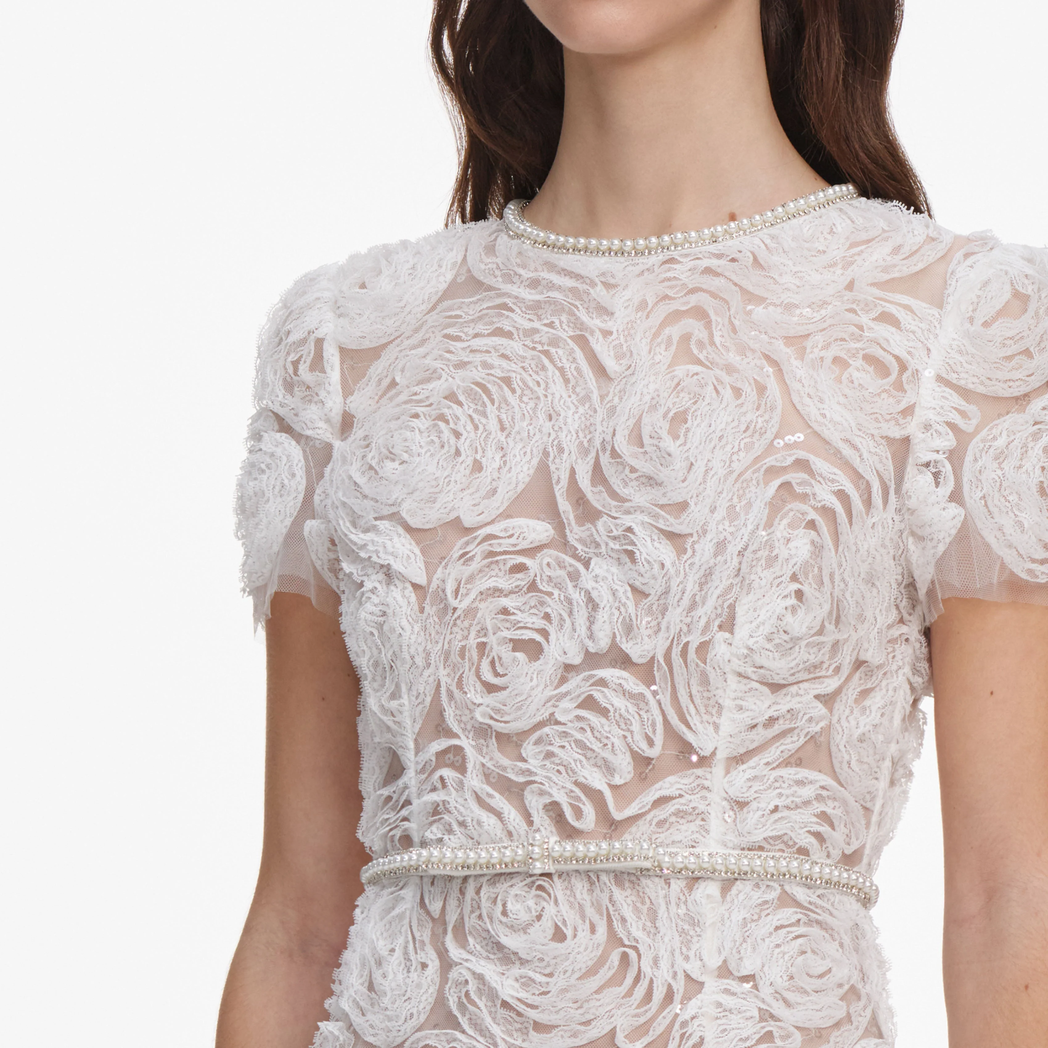 White Tulle Lace Maxi Dress - Image 5