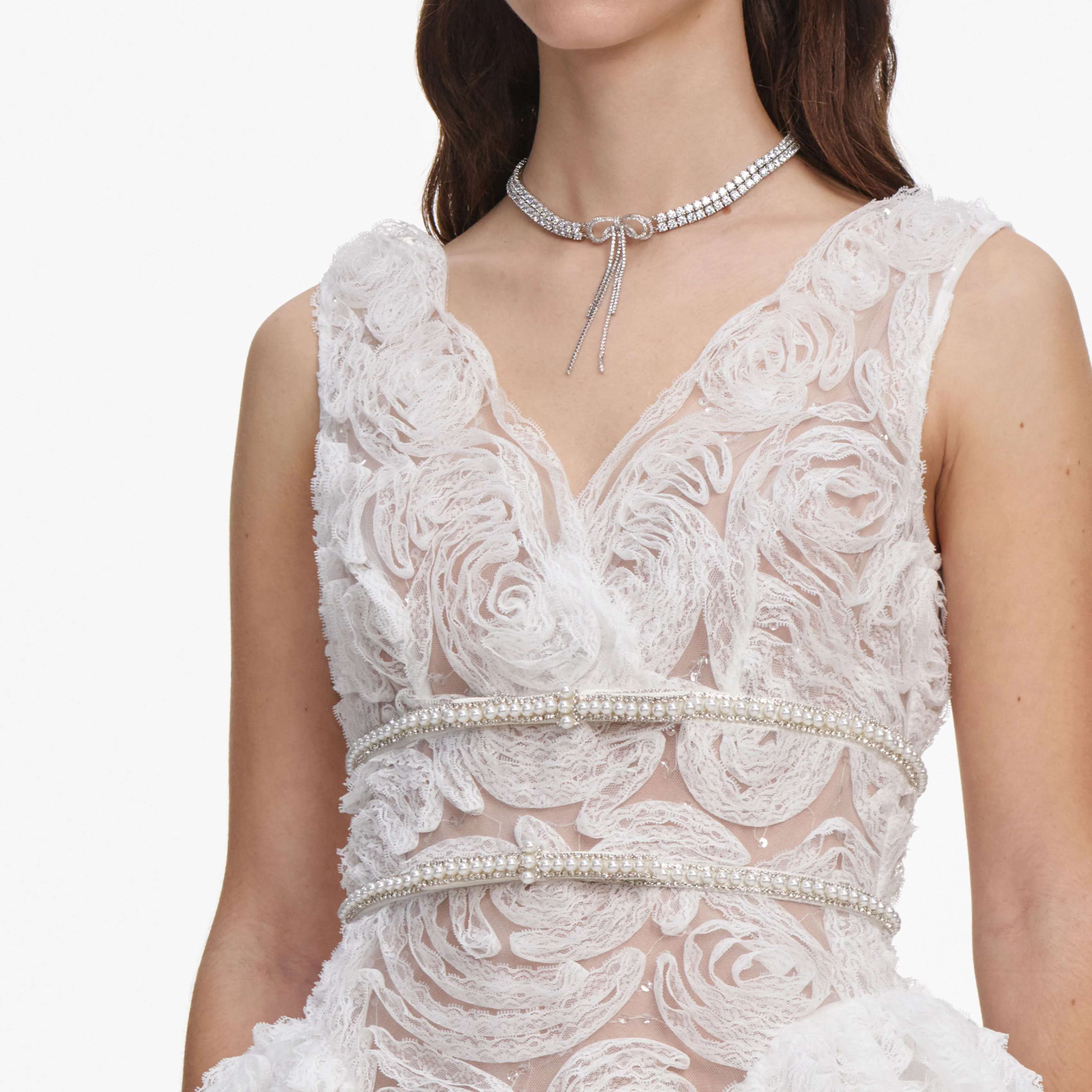 White Tulle Lace Mini Dress - Image 5