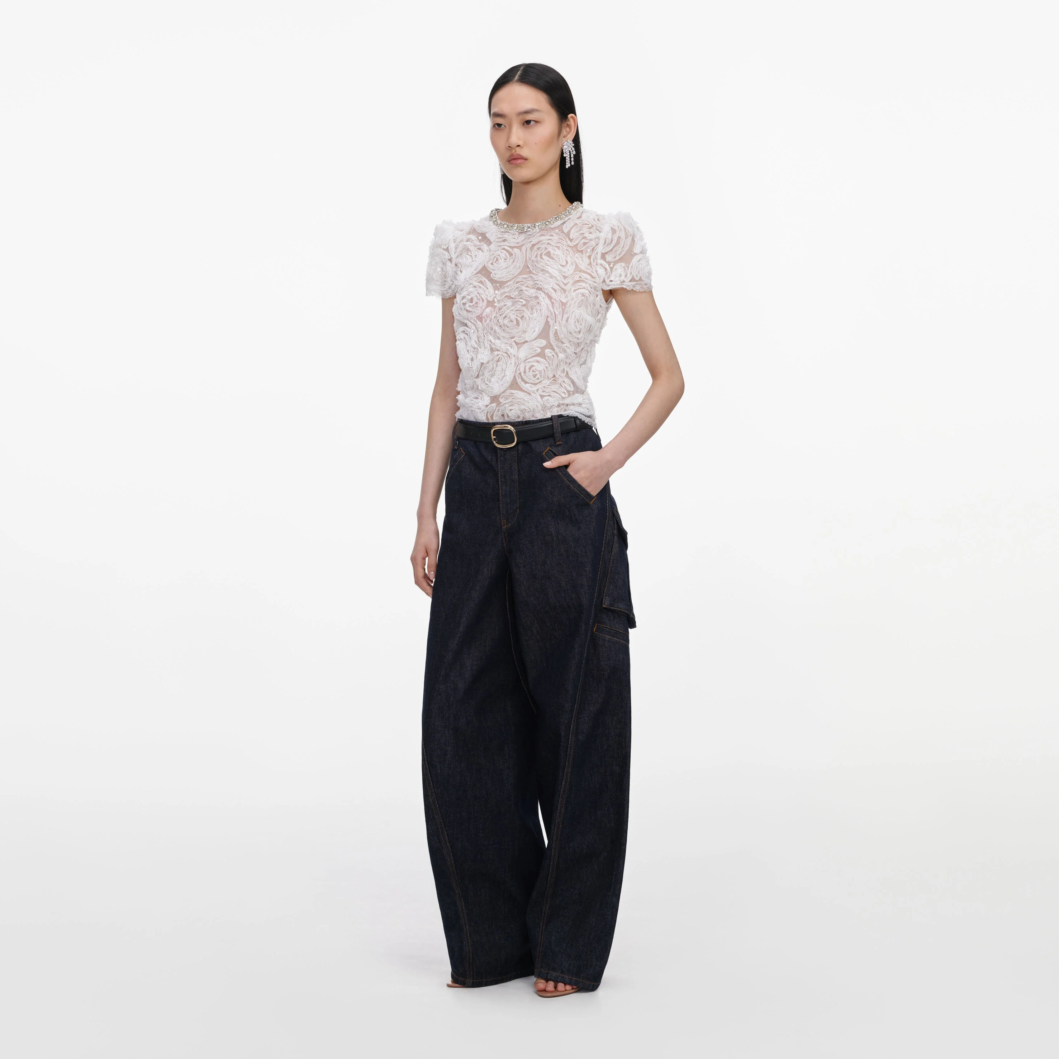 White Tulle Lace Top - Image 2