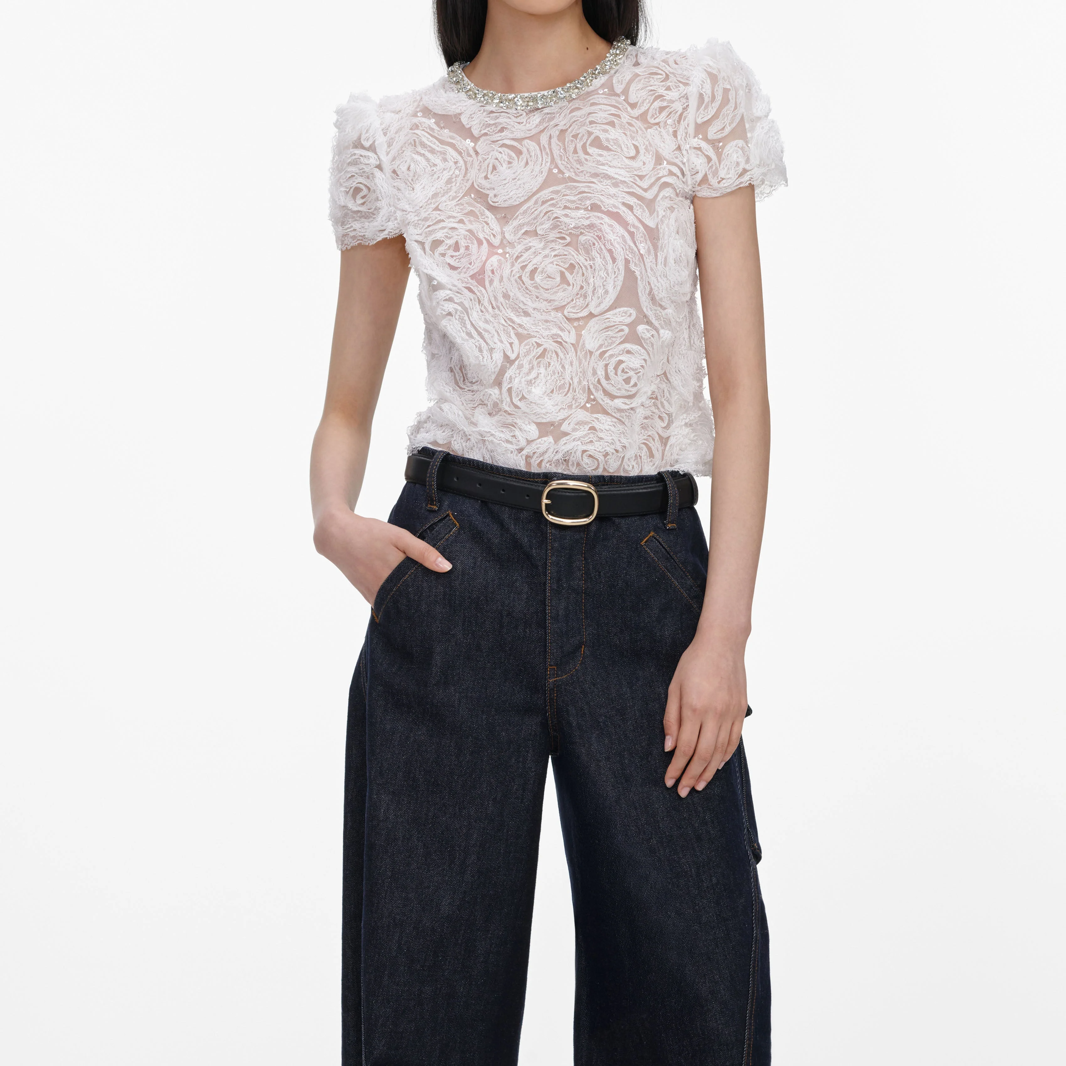 White Tulle Lace Top - Image 4