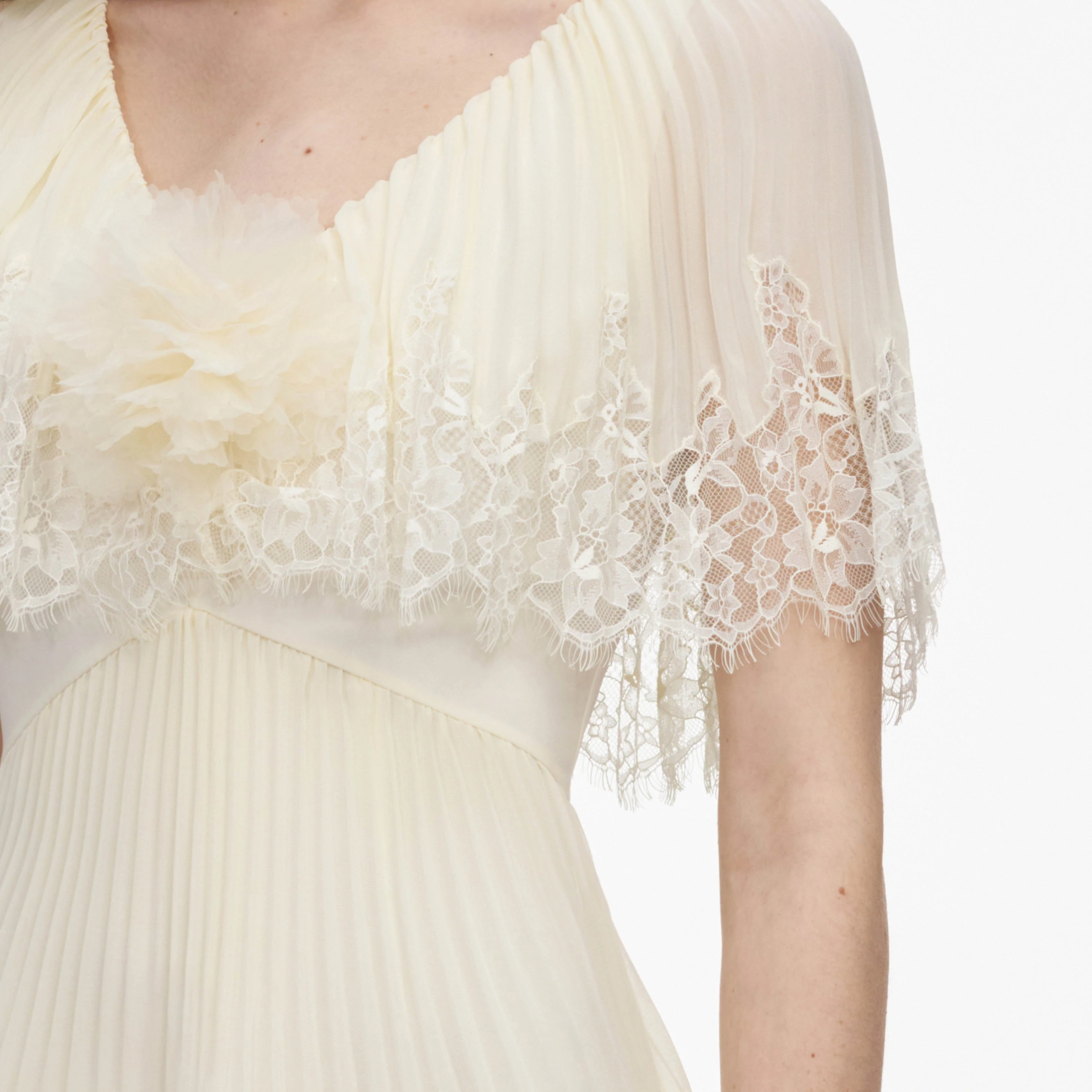 Yellow Chiffon Tiered Midi Dress - Image 5