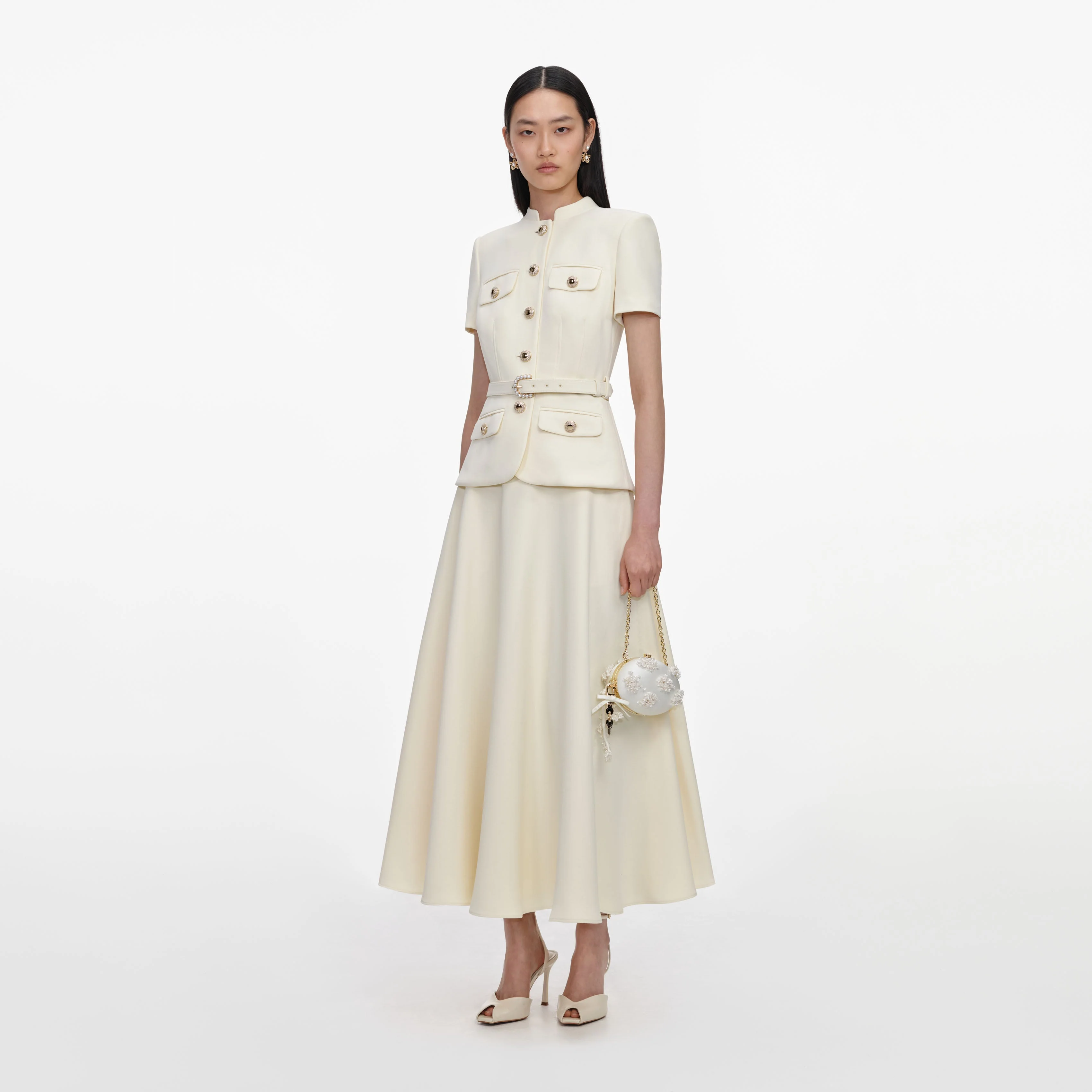 Yellow Crepe Tailored Midi Dress - Image 2