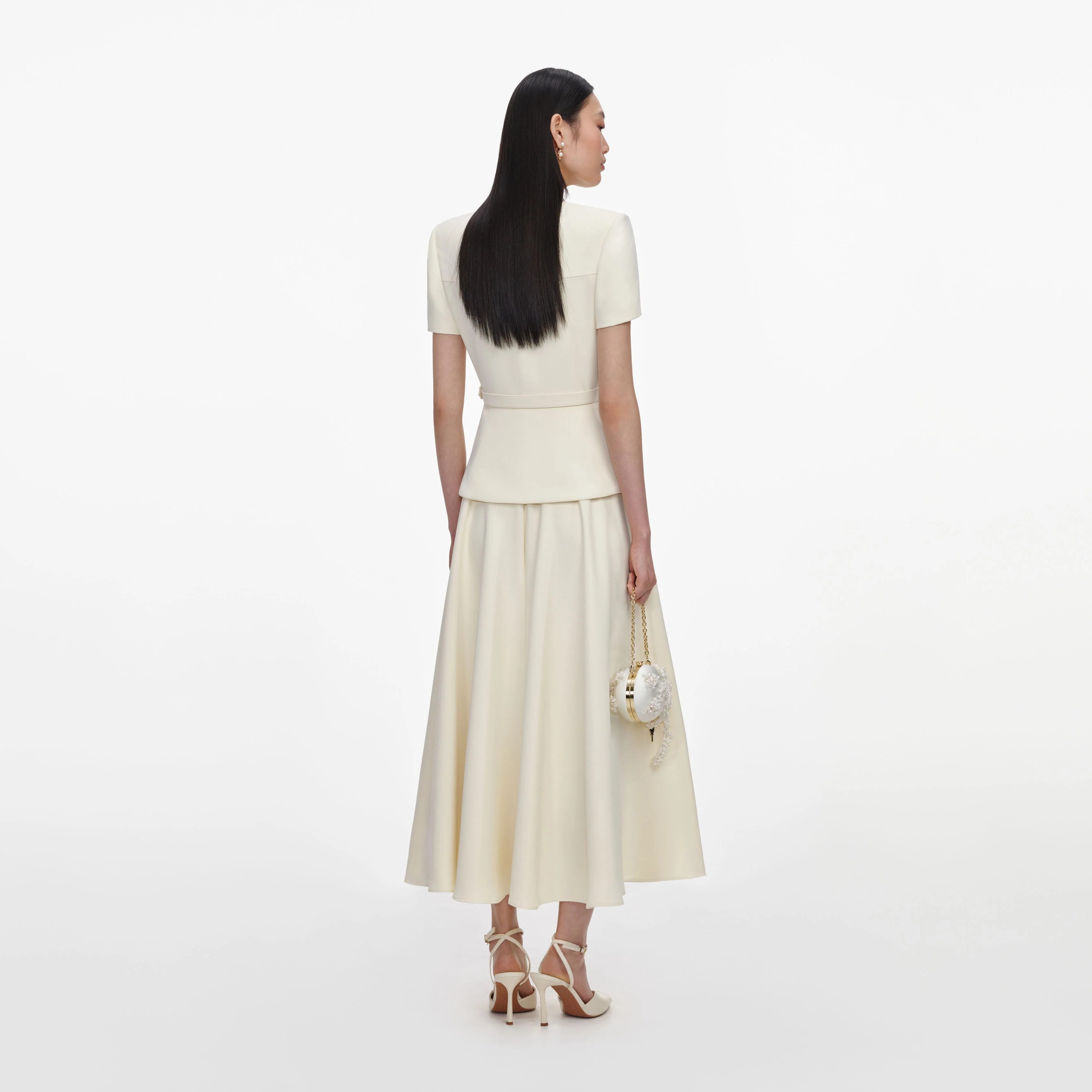 Yellow Crepe Tailored Midi Dress - Image 3