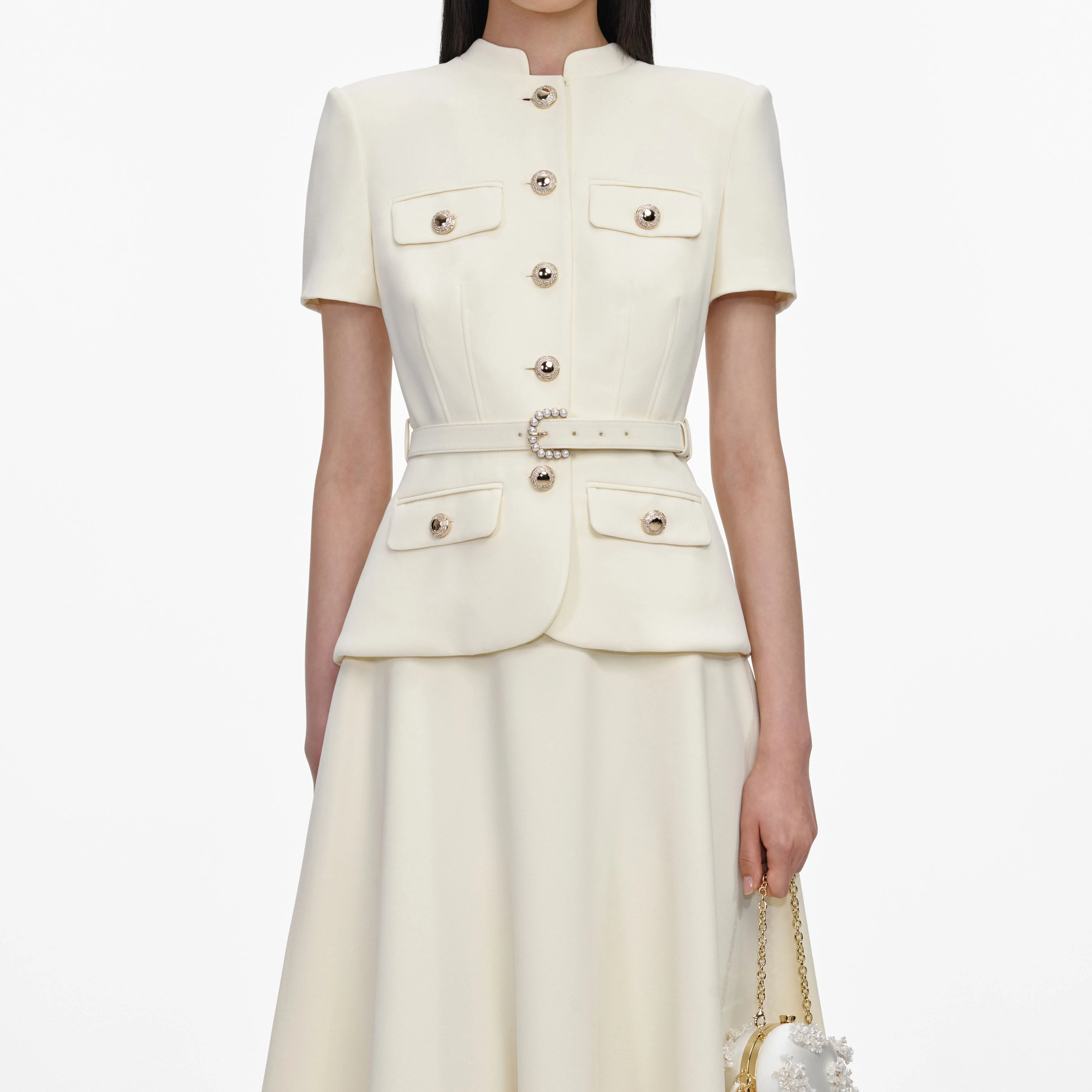 Yellow Crepe Tailored Midi Dress - Image 4