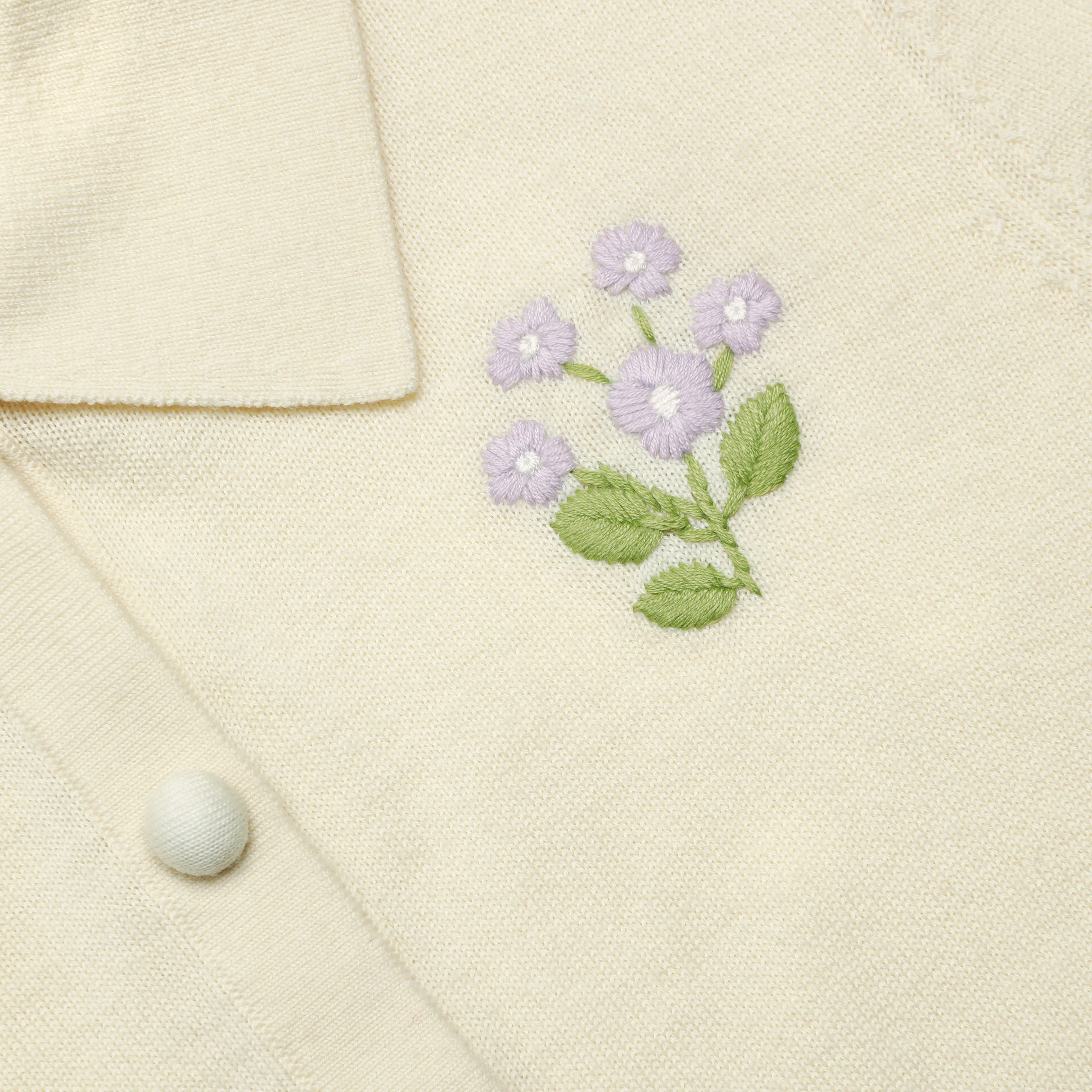 Yellow Flower Embroidered Knit Cardigan - Image 6