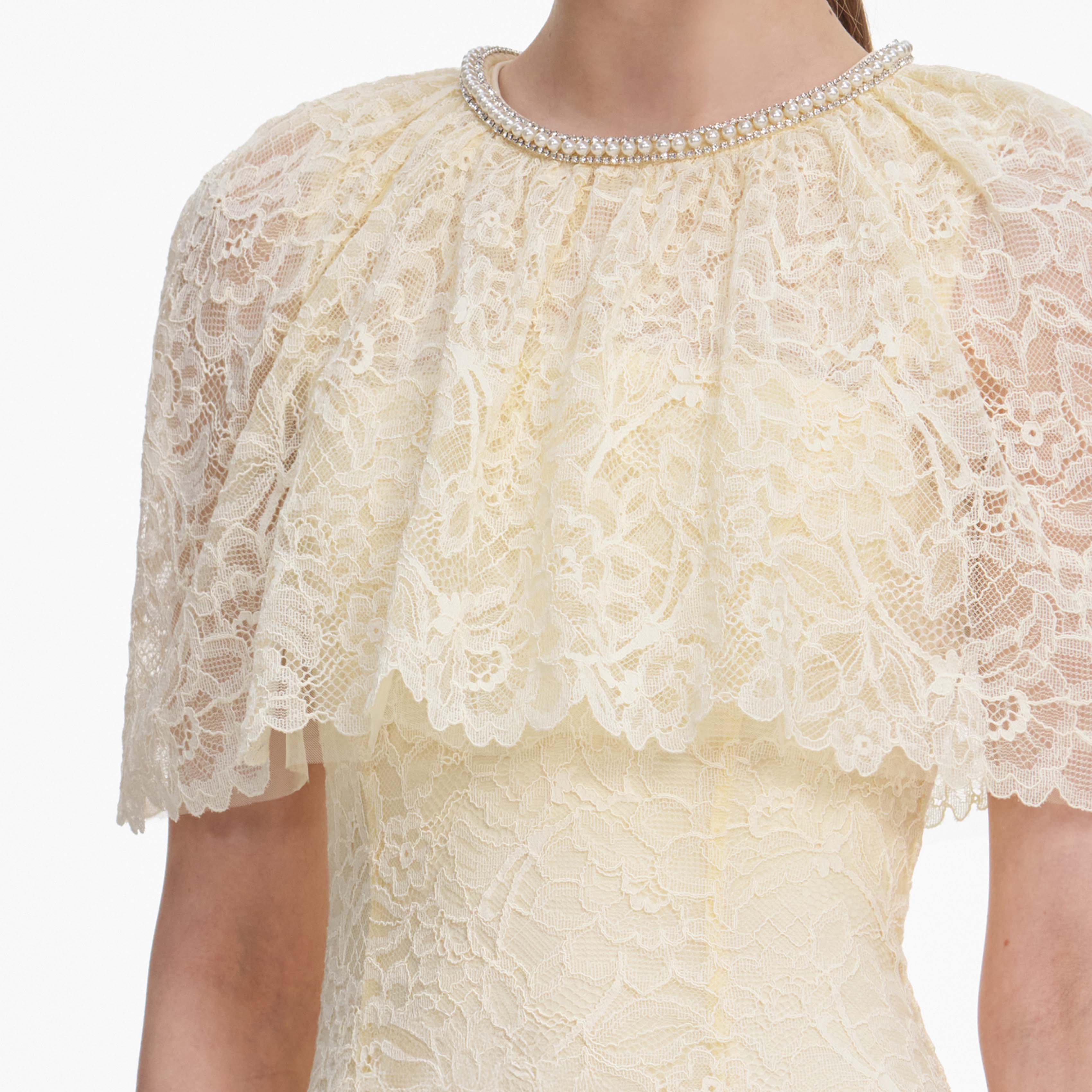 Yellow Lace Cape Mini Dress - Image 5