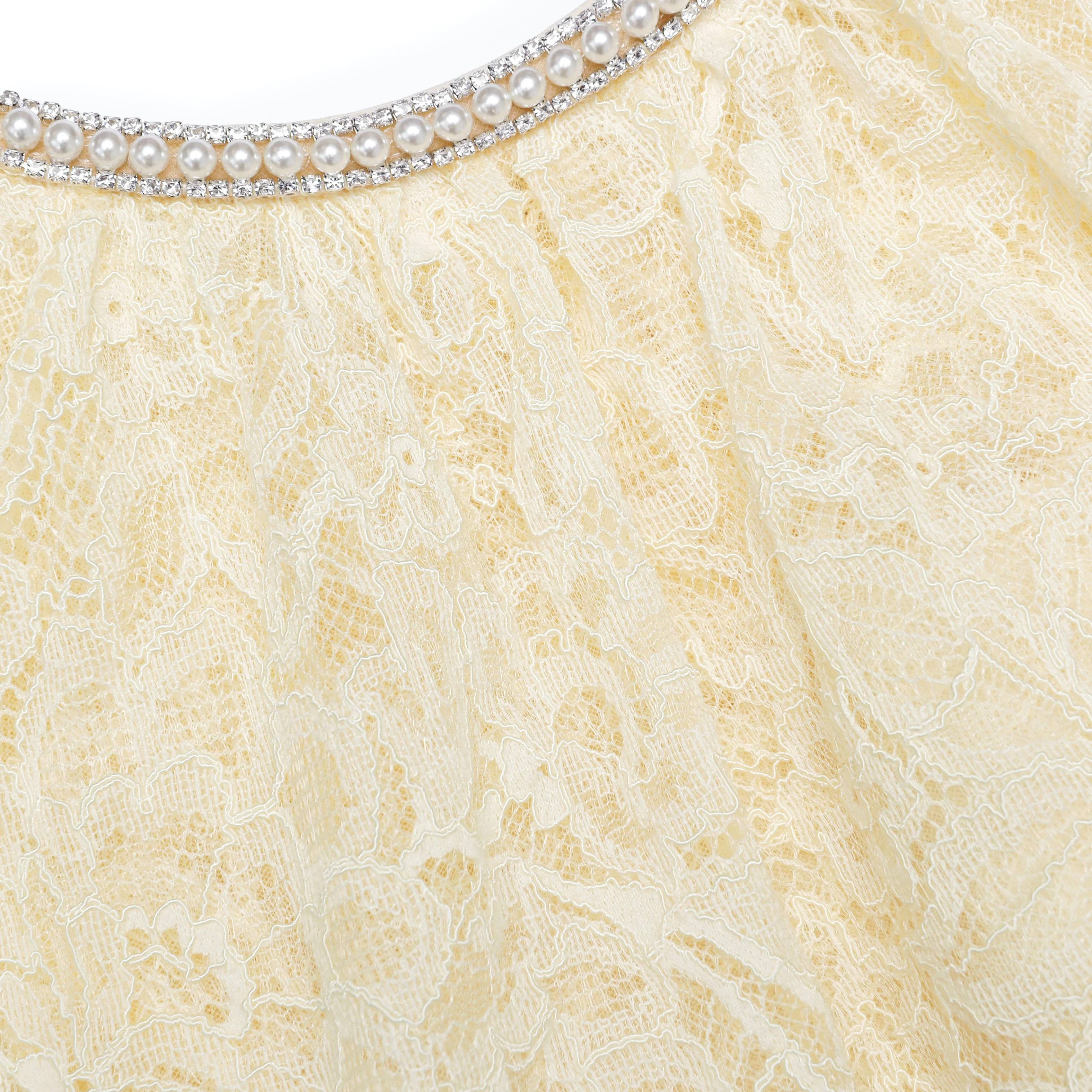 Yellow Lace Cape Mini Dress - Image 6