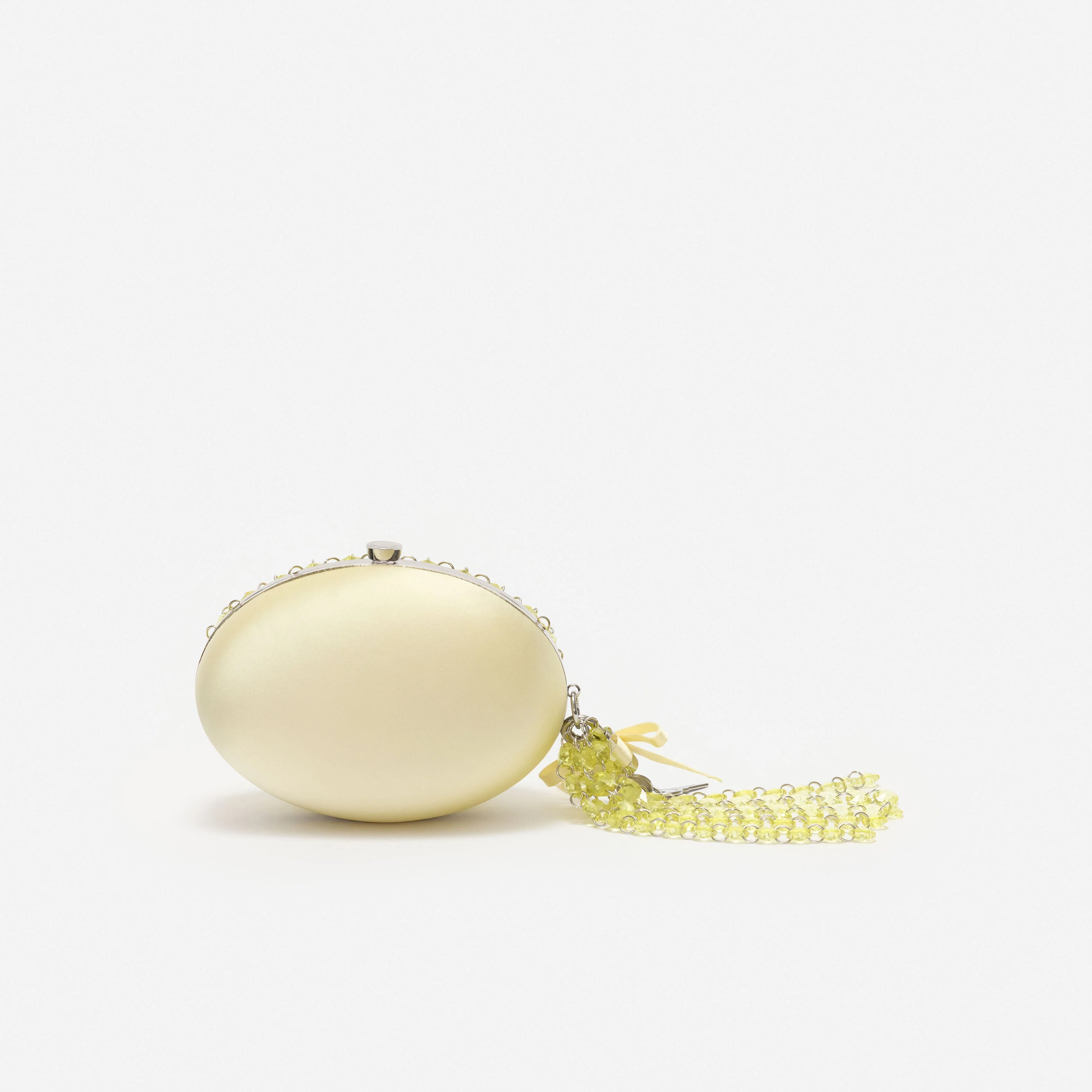 Yellow Oval Crystal Chain Clutch Bag - Image 3