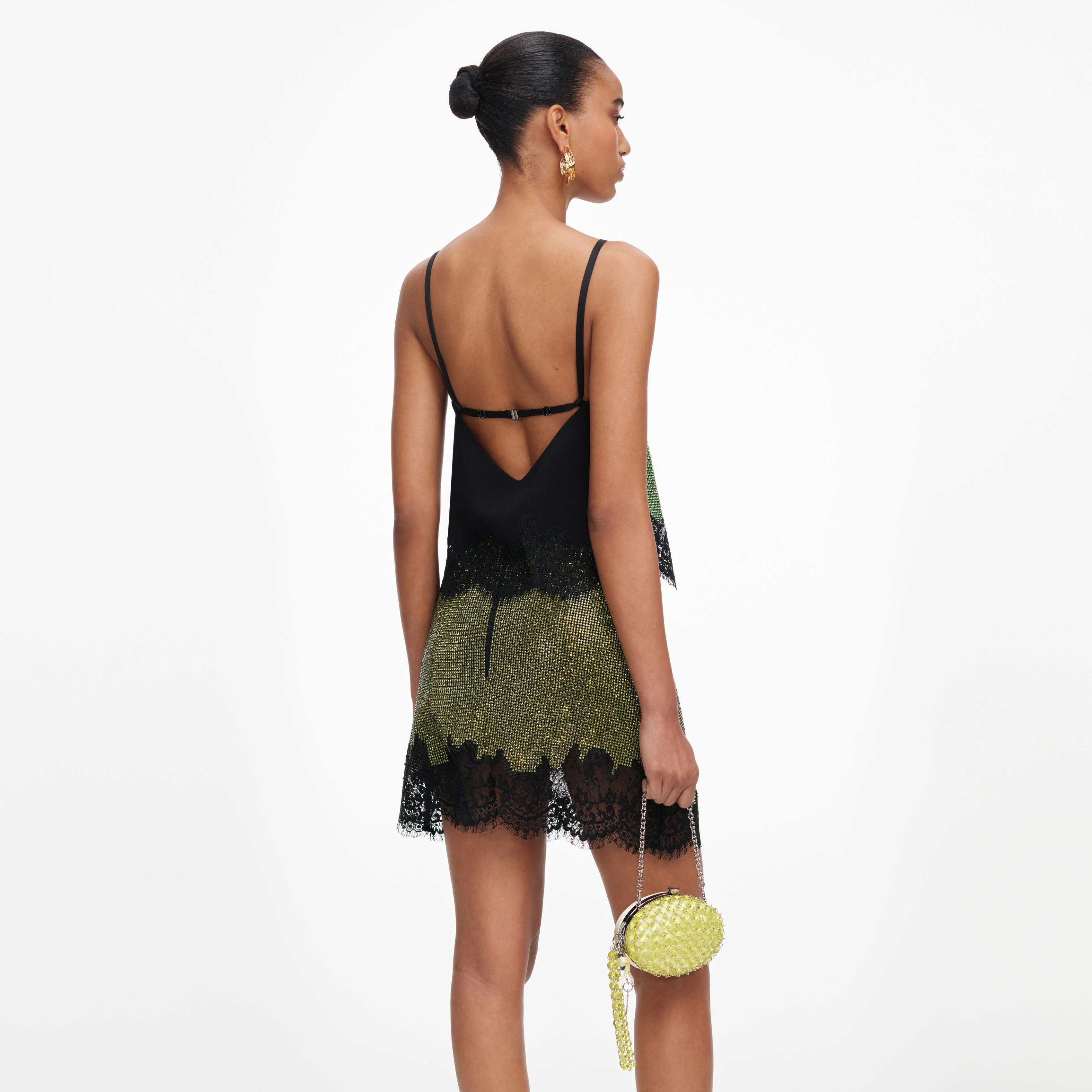 Yellow Oval Crystal Chain Clutch Bag - Image 6