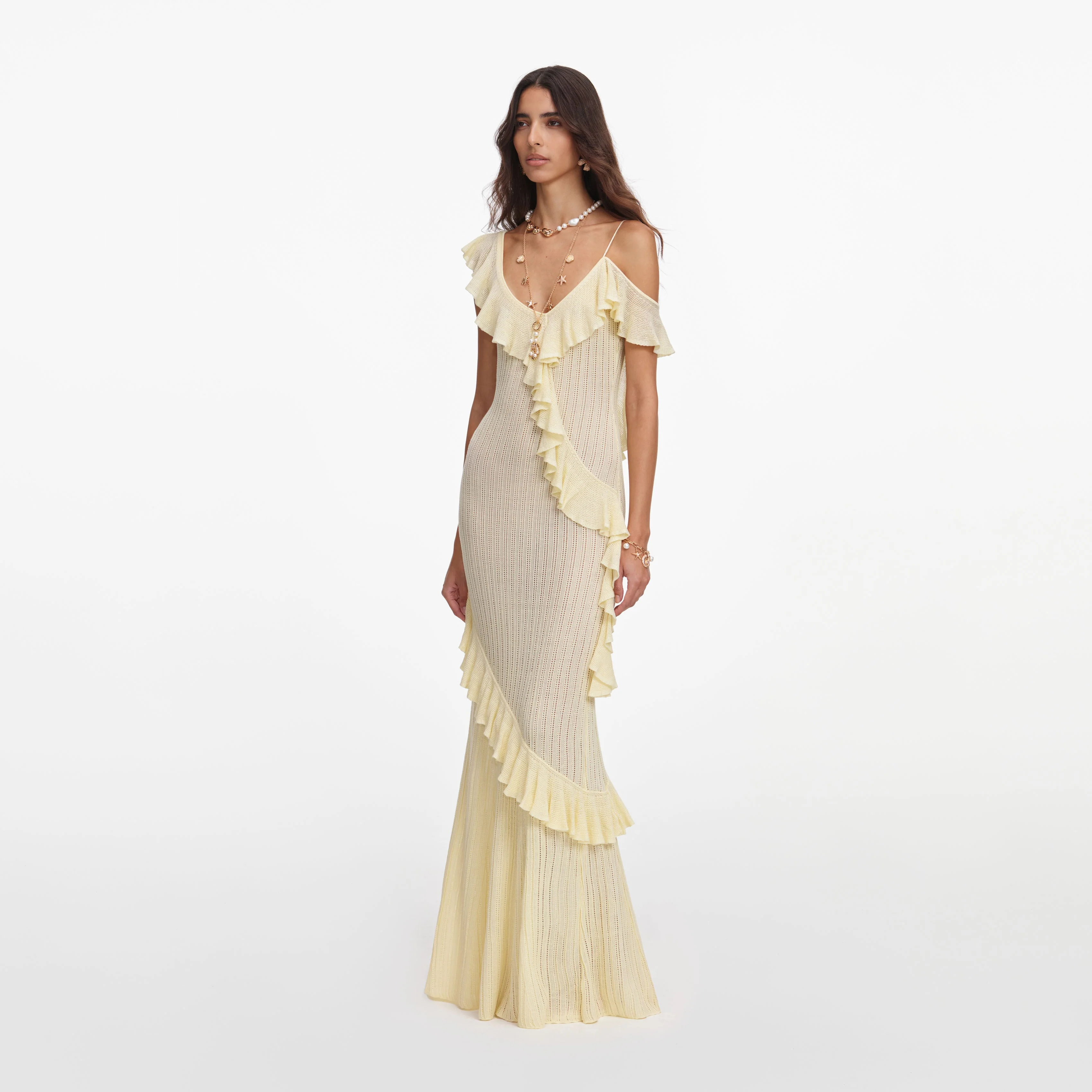 Yellow Ruffle Knit Maxi Dress - Image 2