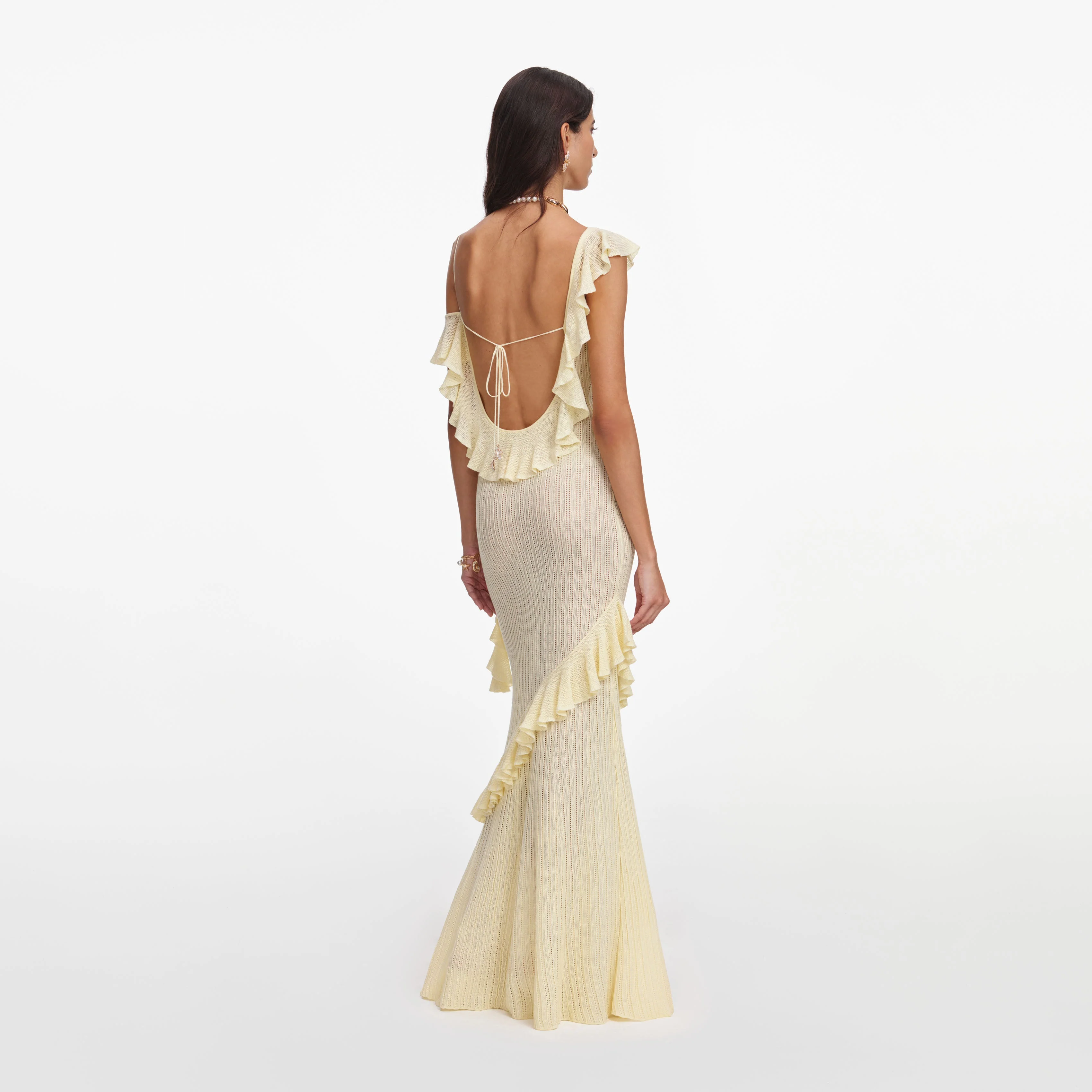 Yellow Ruffle Knit Maxi Dress - Image 3