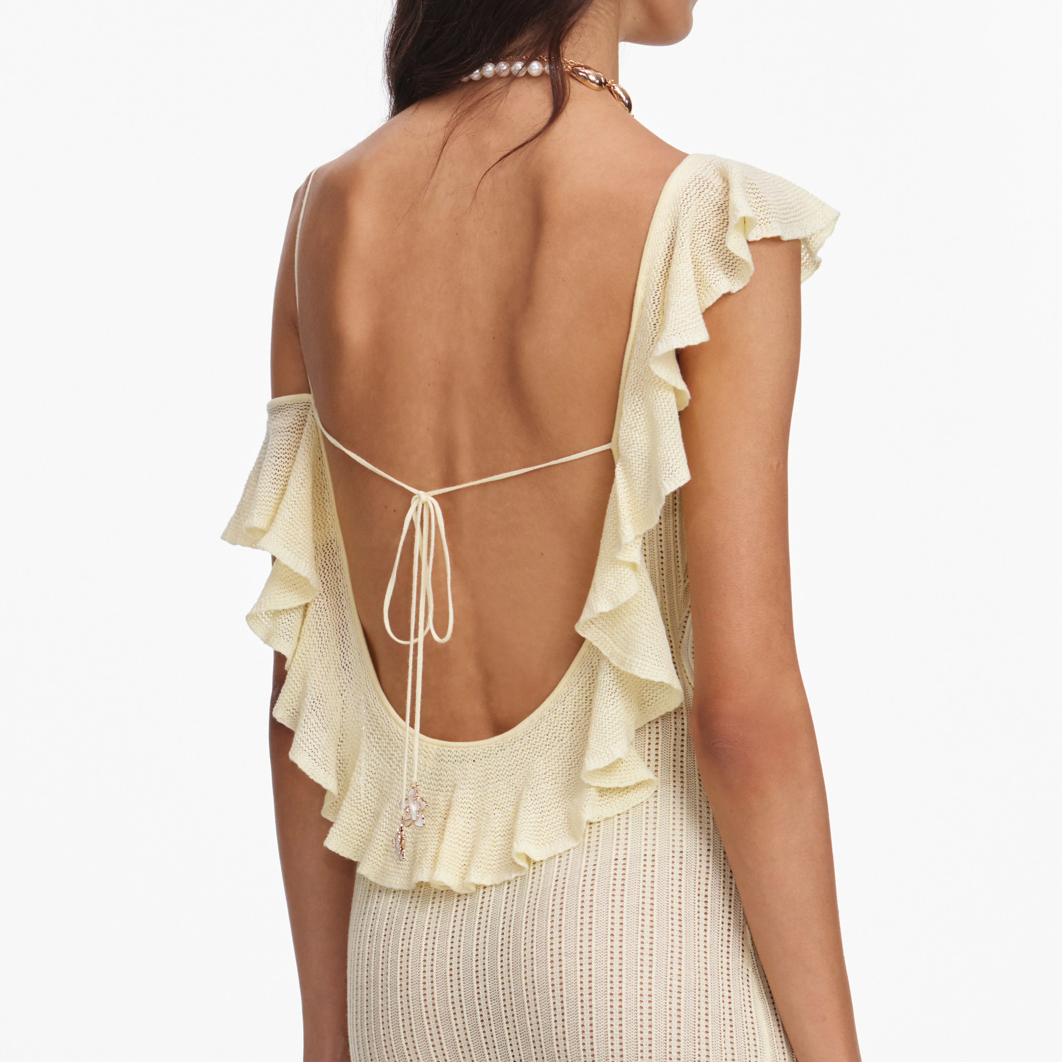 Yellow Ruffle Knit Maxi Dress - Image 5