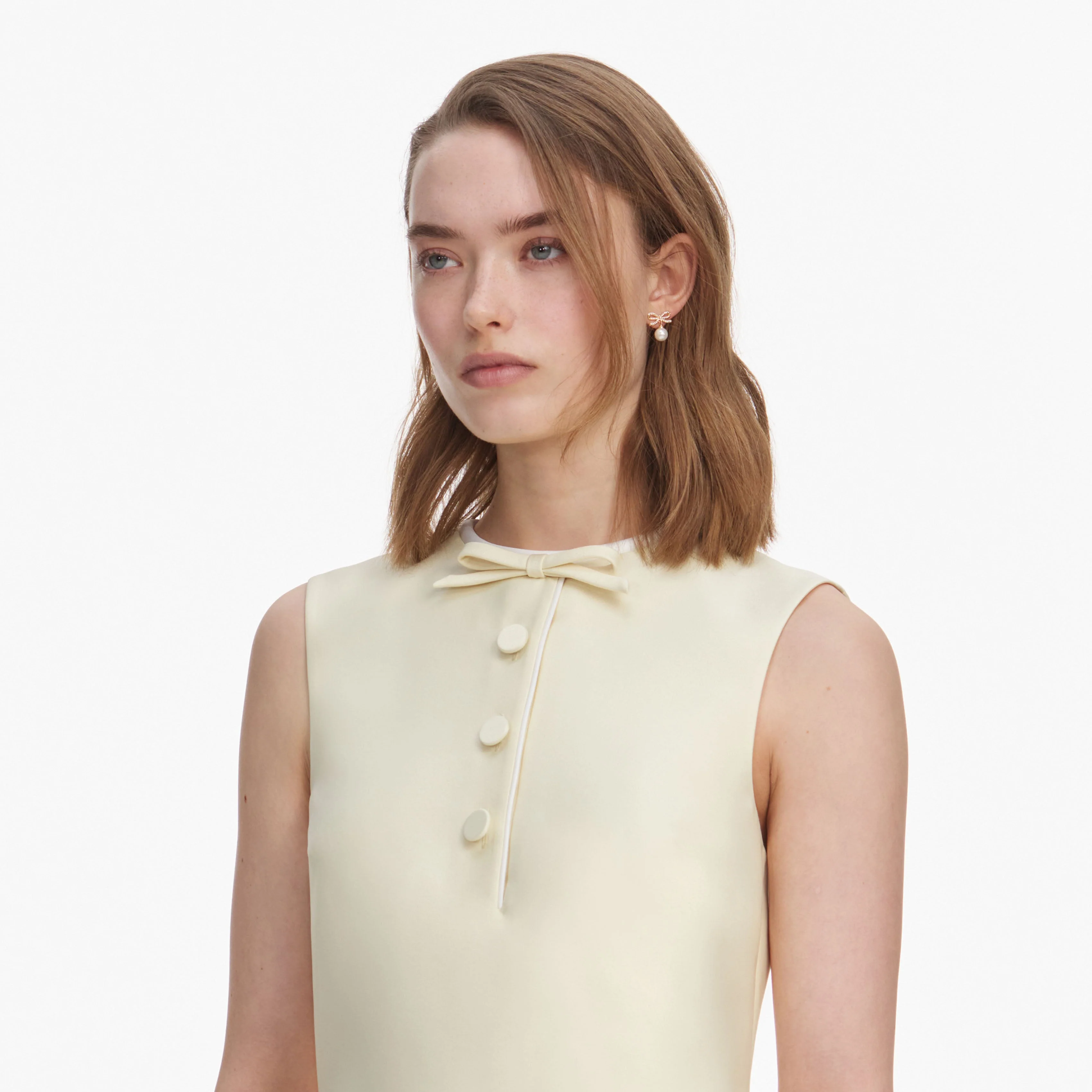 Yellow Taffeta Bow Mini Dress - Image 5