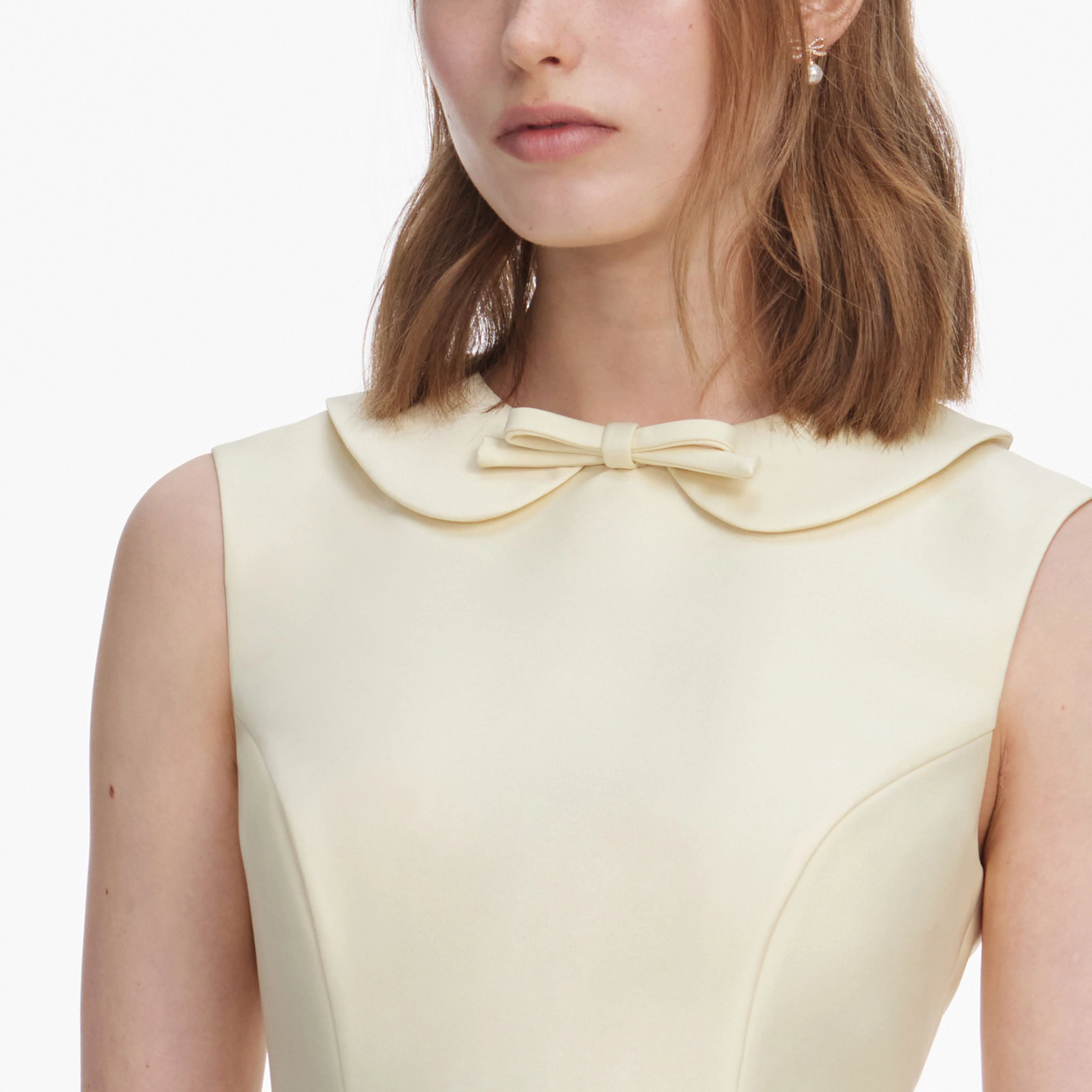Yellow Taffeta Collared Midi Dress - Image 5