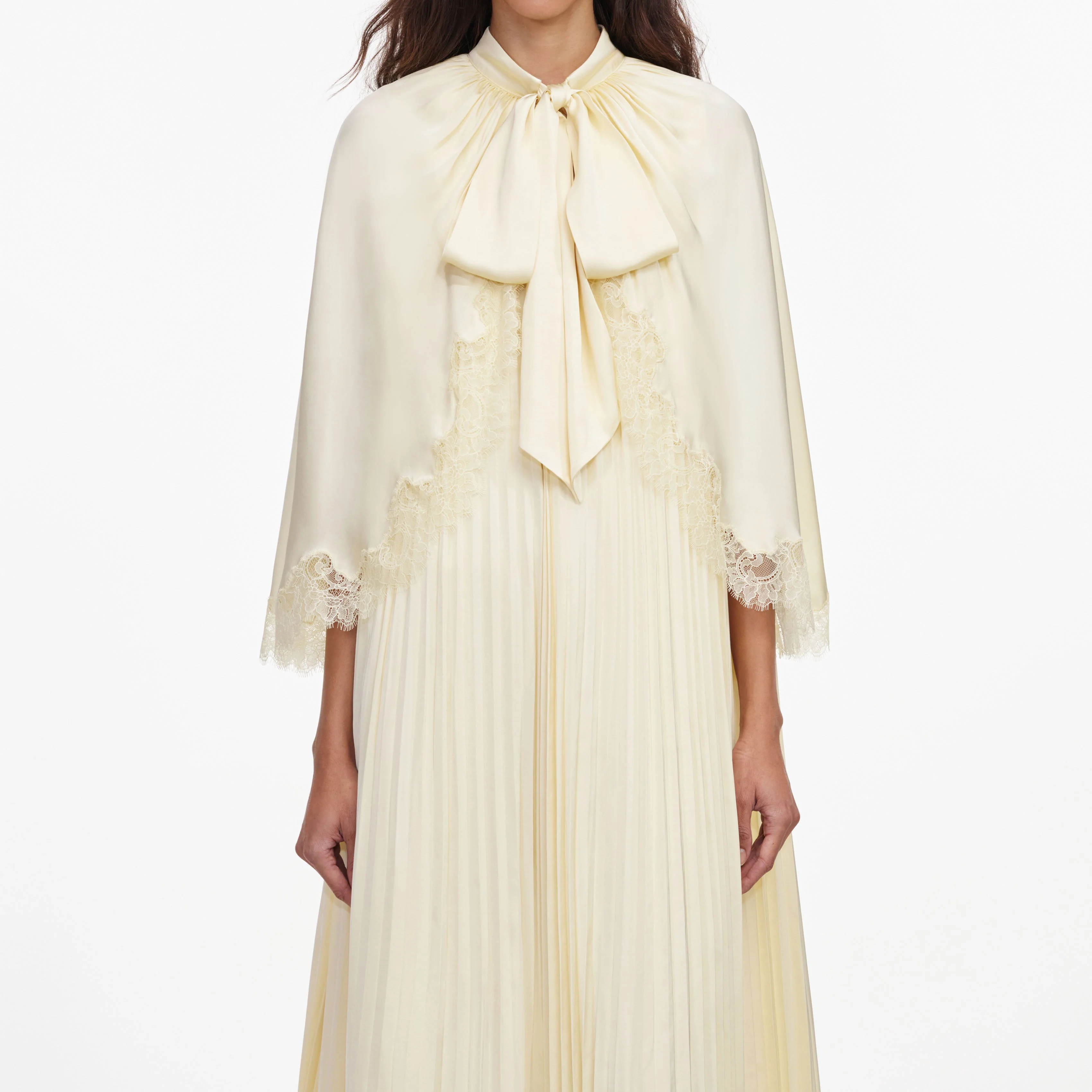 Yellow Tie Neck Cape Maxi Dress - Image 4
