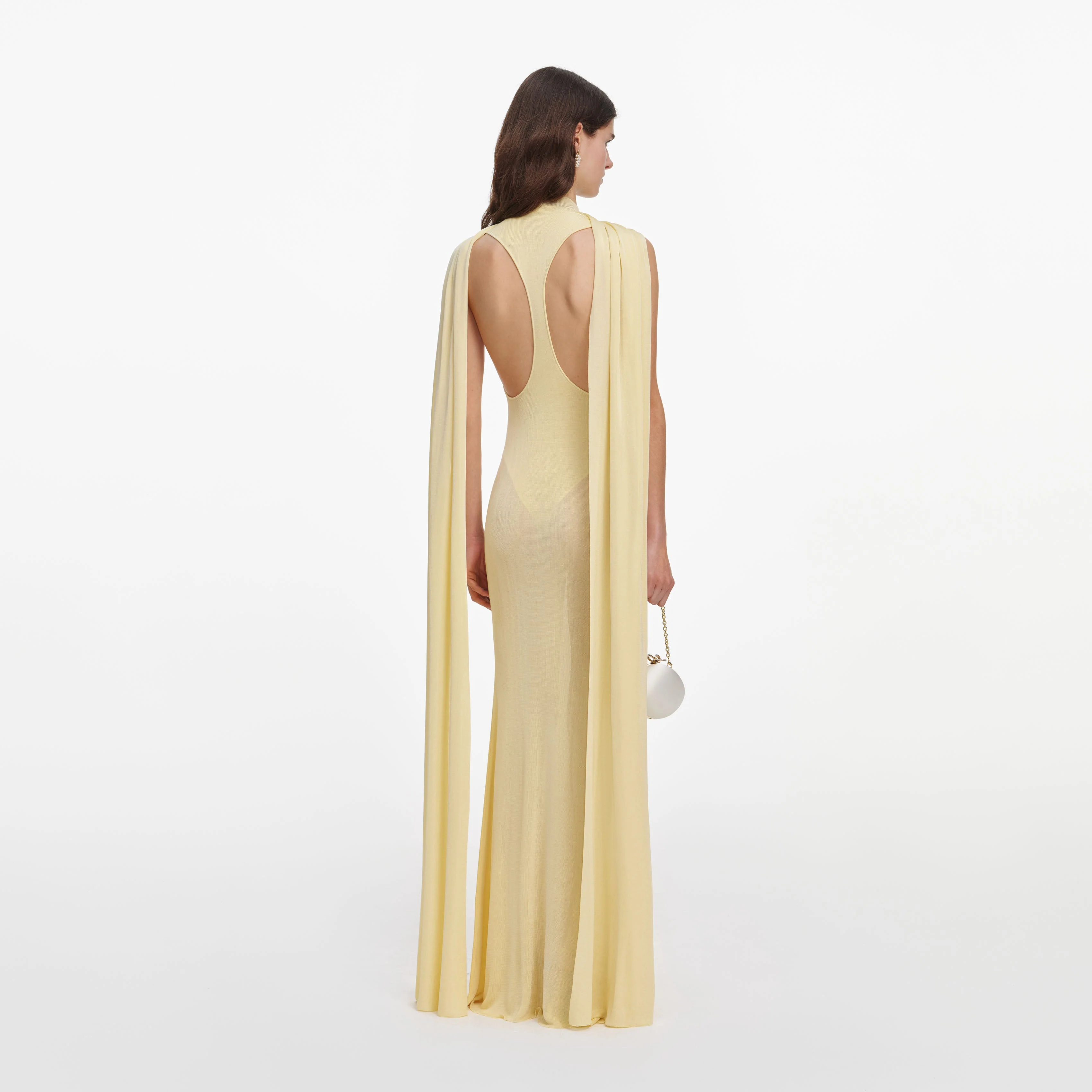 Yellow Viscose Knit Scarf Maxi Dress - Image 3