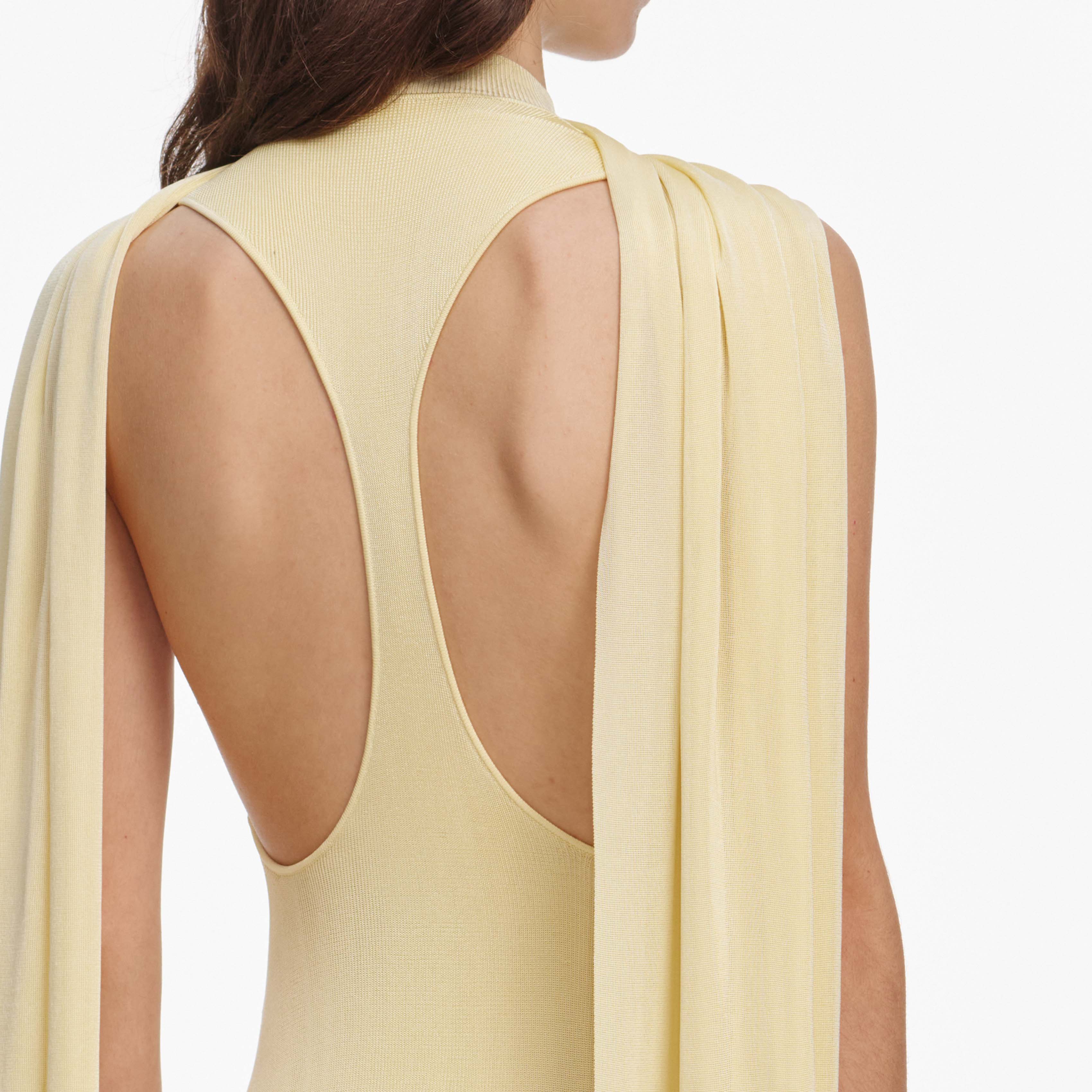 Yellow Viscose Knit Scarf Maxi Dress - Image 5