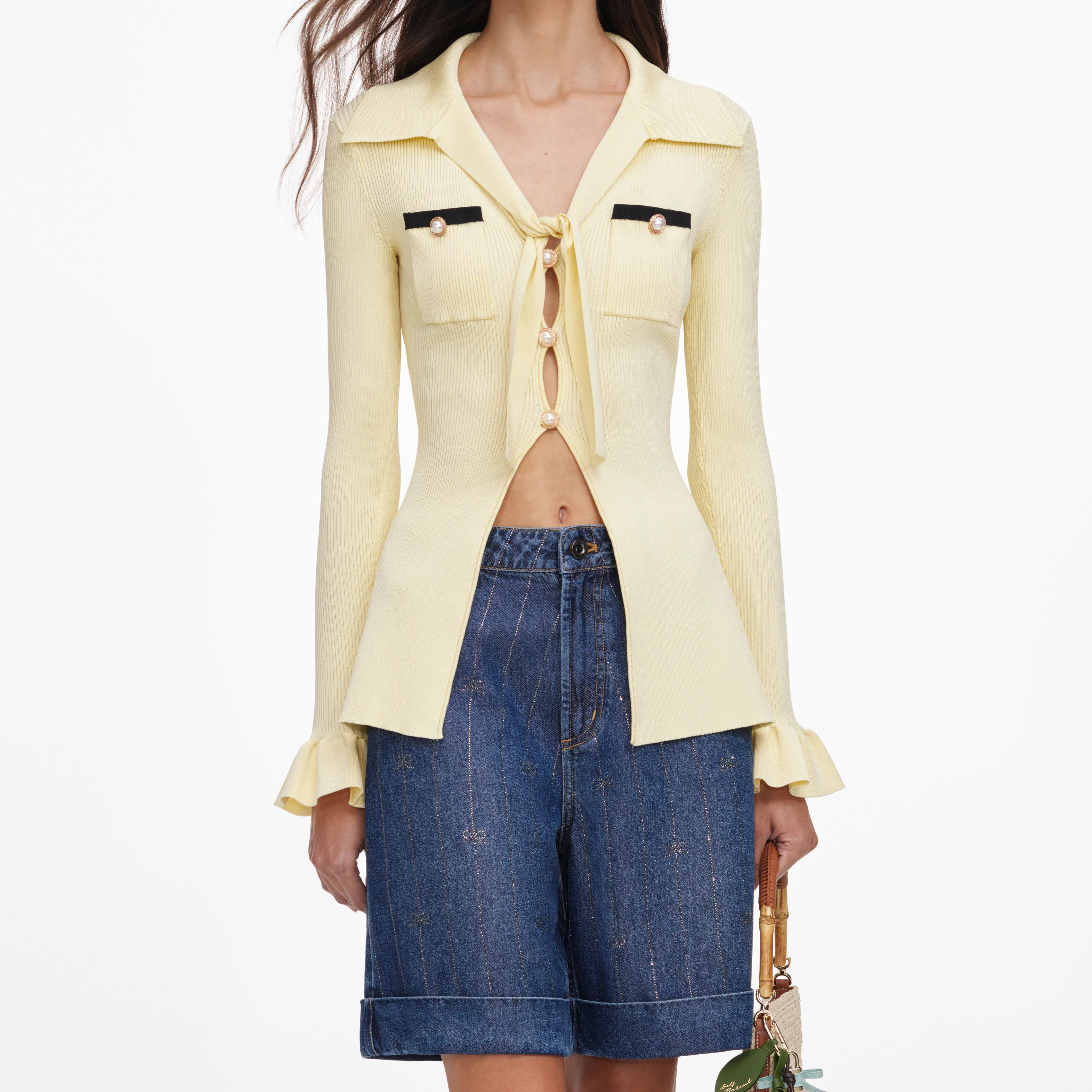 Yellow Viscose Knit Tie Top - Image 4