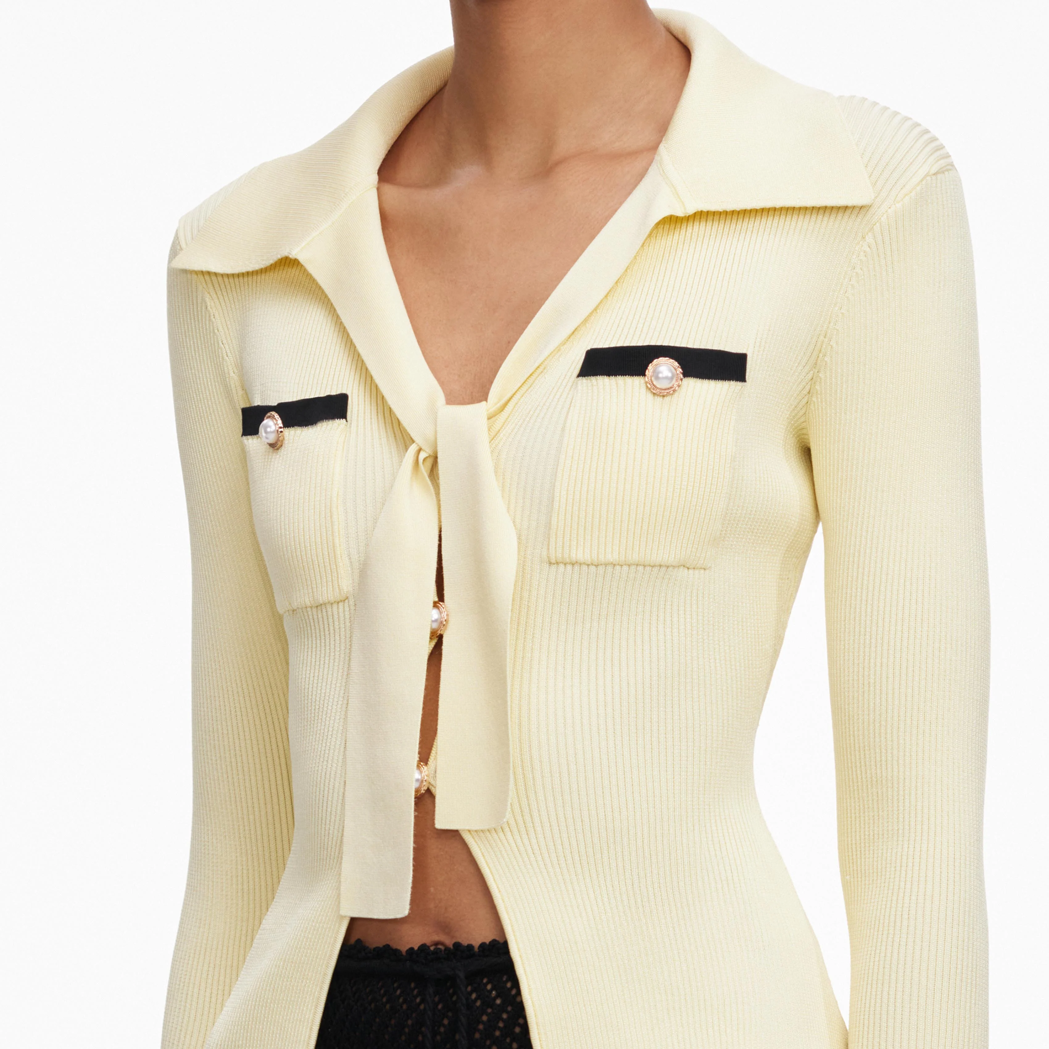 Yellow Viscose Knit Tie Top - Image 5