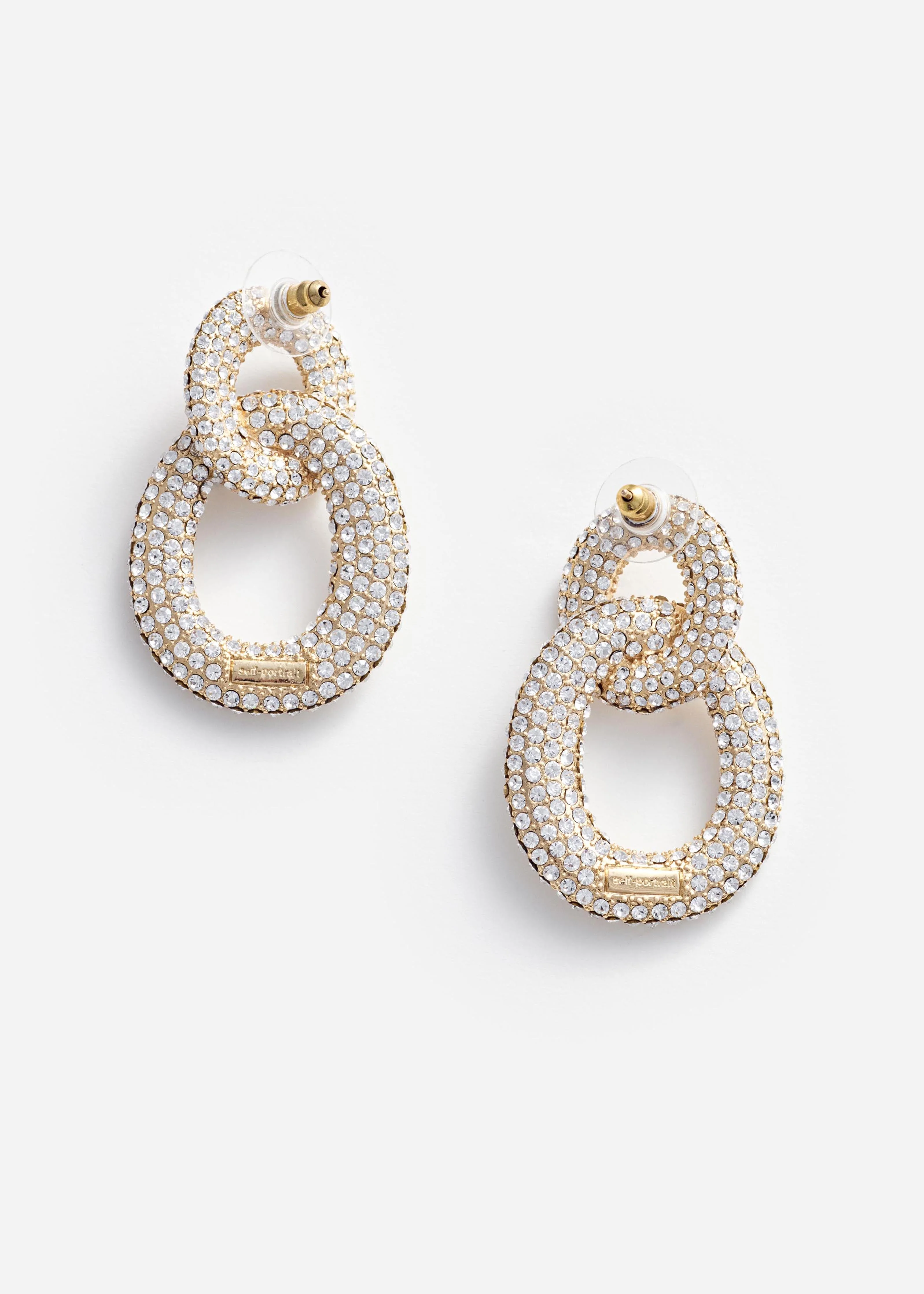 Gold Crystal Link Earrings - Image 3