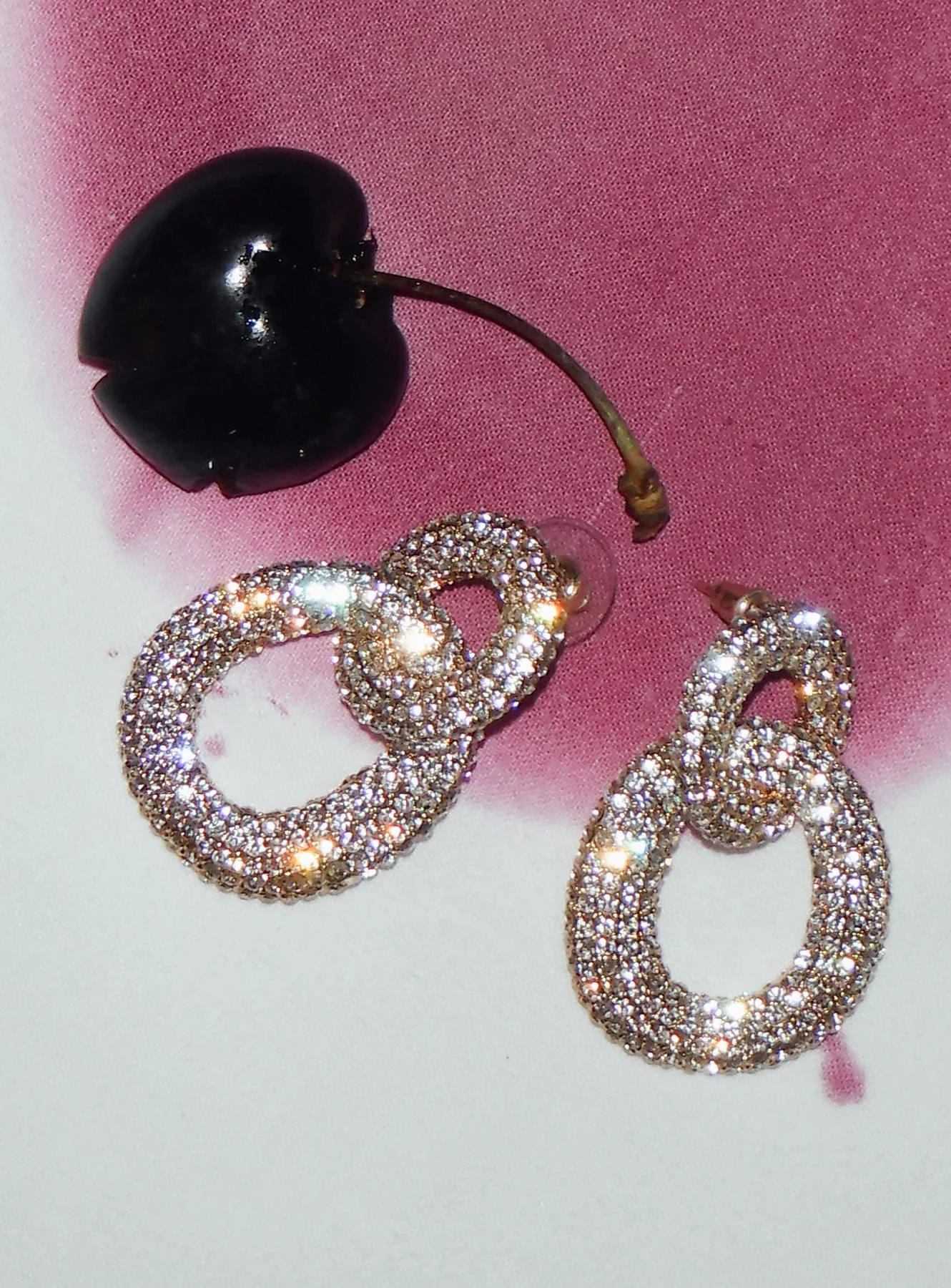 Gold Crystal Link Earrings - Image 4