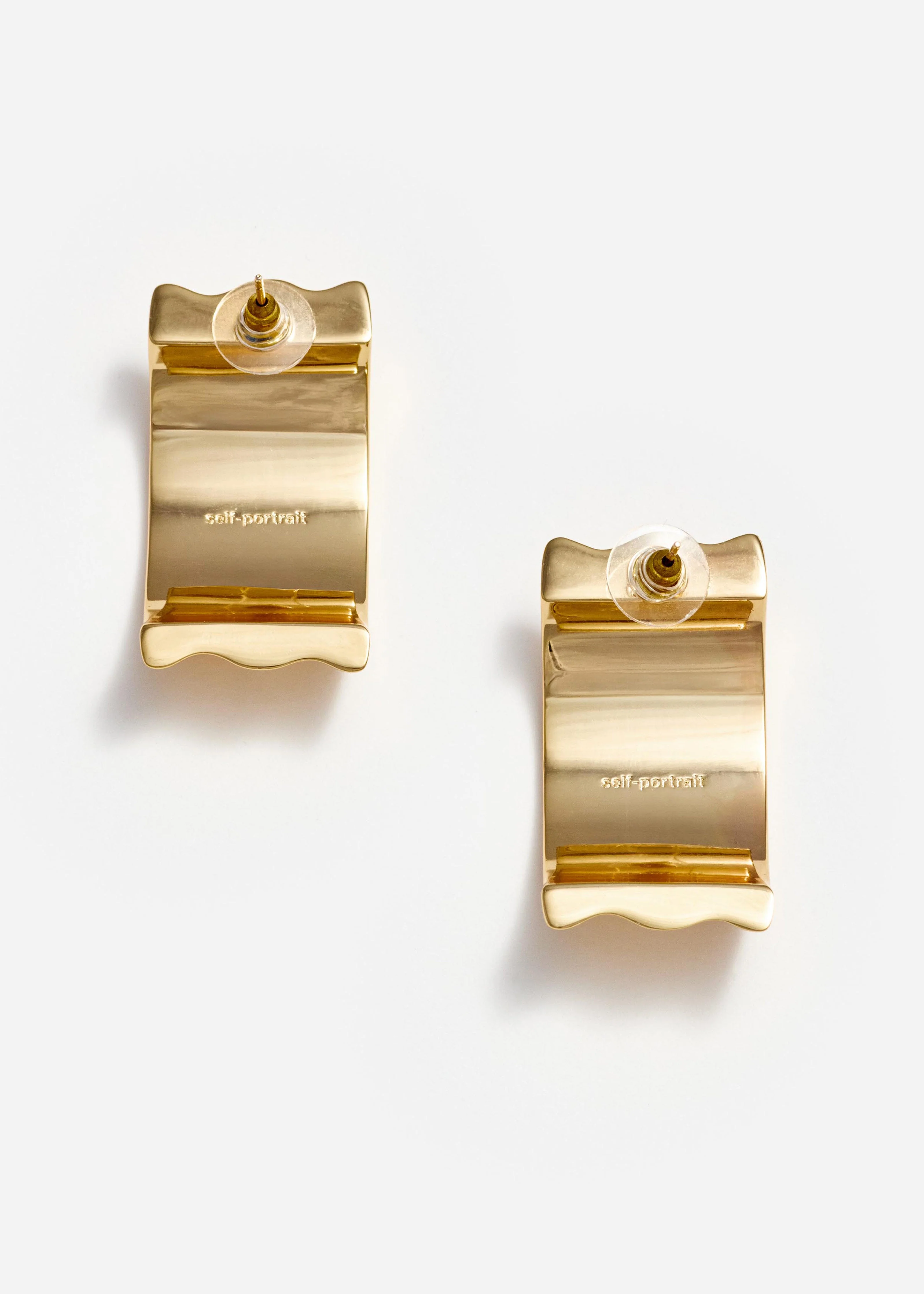 Gold Ridged Earrings - Image 3