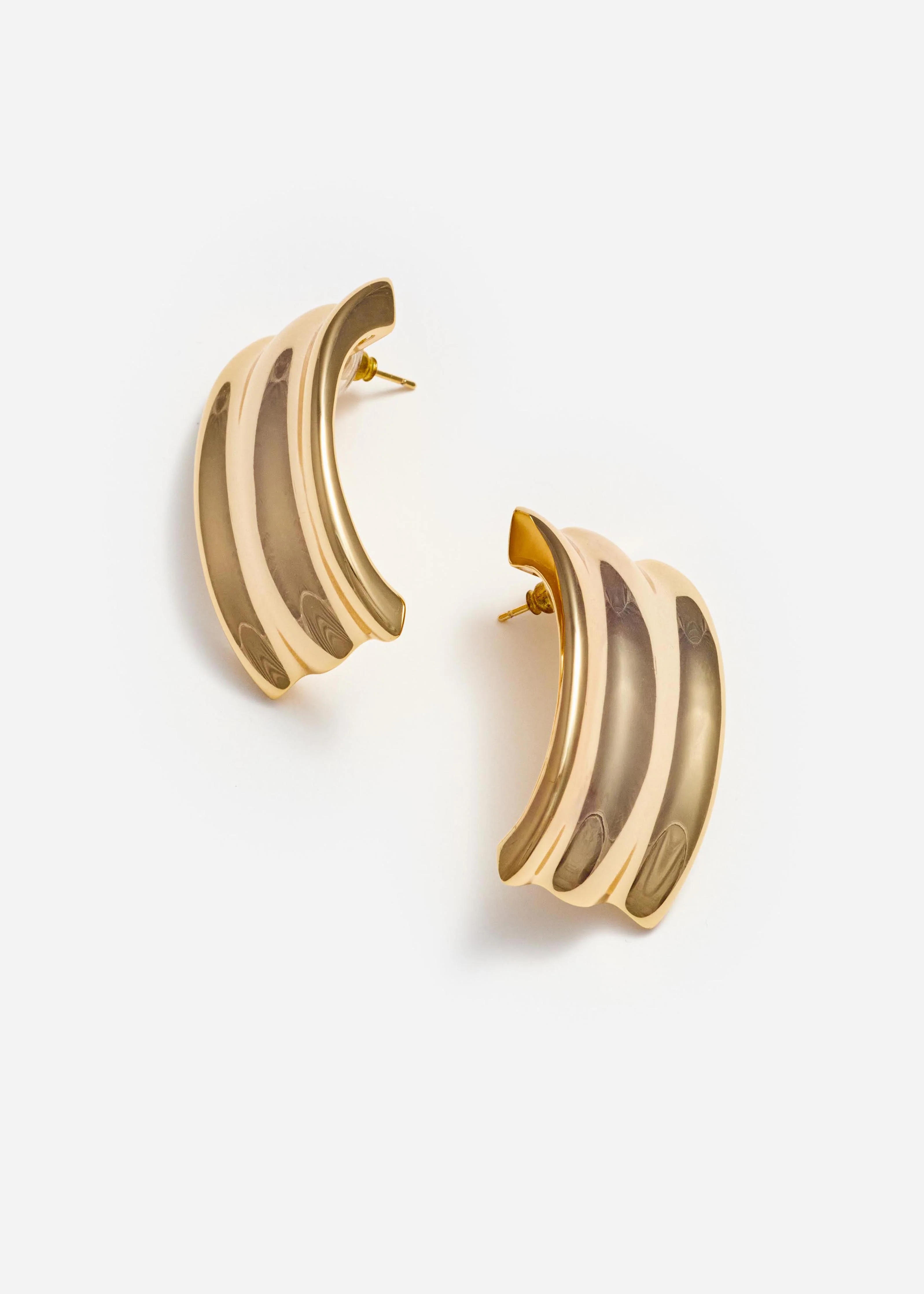 Gold Ridged Earrings - Image 4