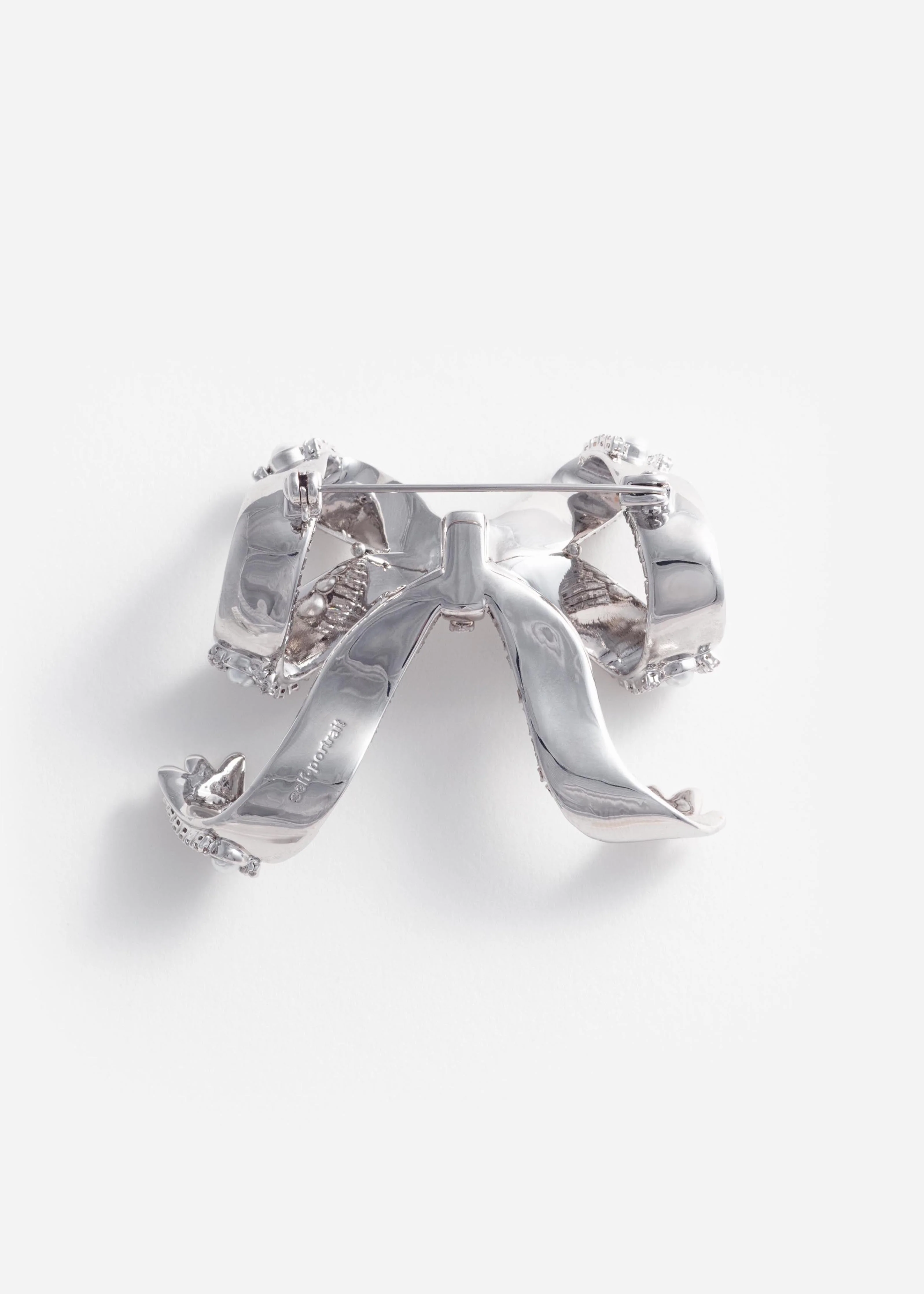 Pearl Crystal Bow Brooch - Image 3