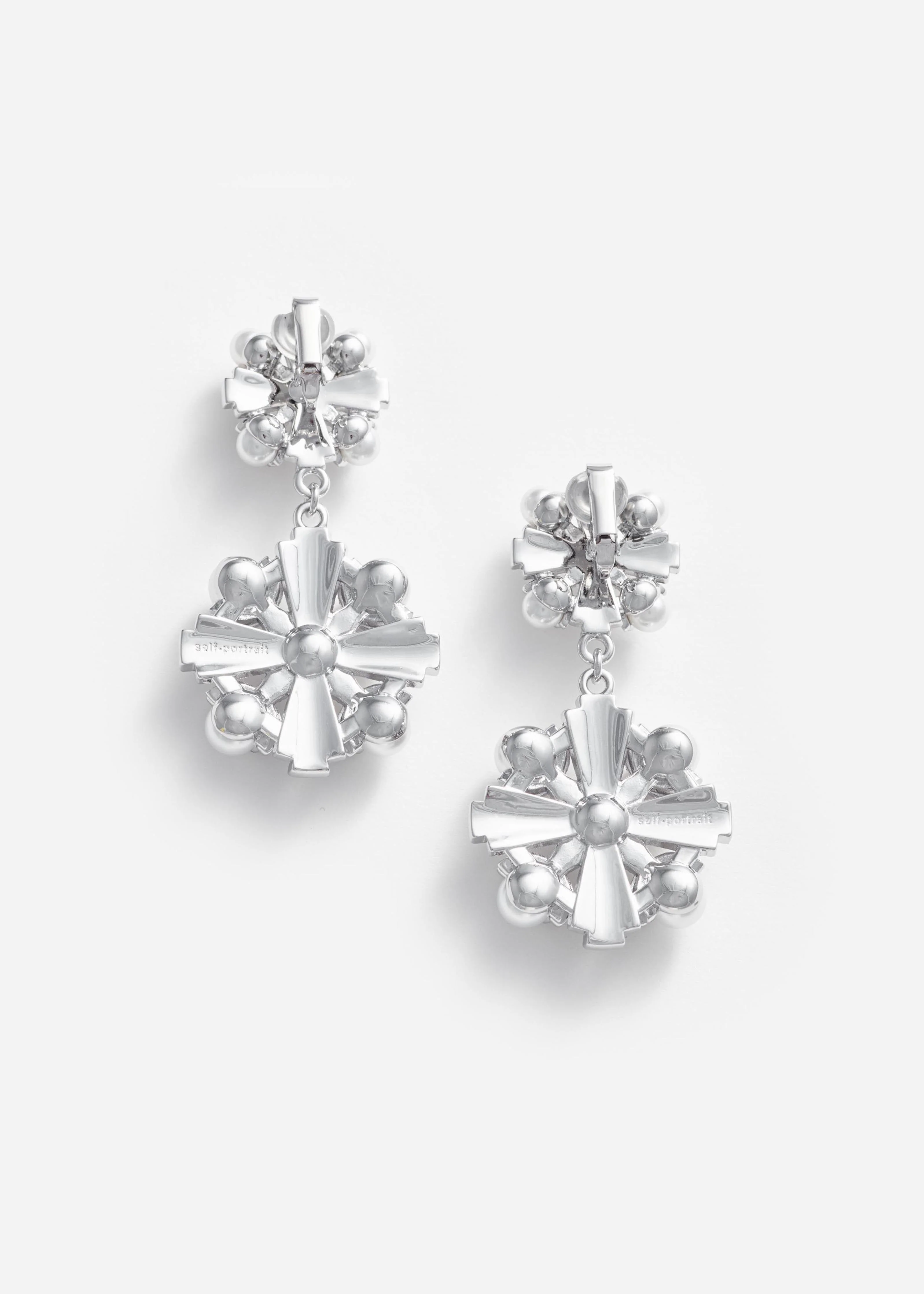 Silver Encrusted Tiered Earrings - Image 3