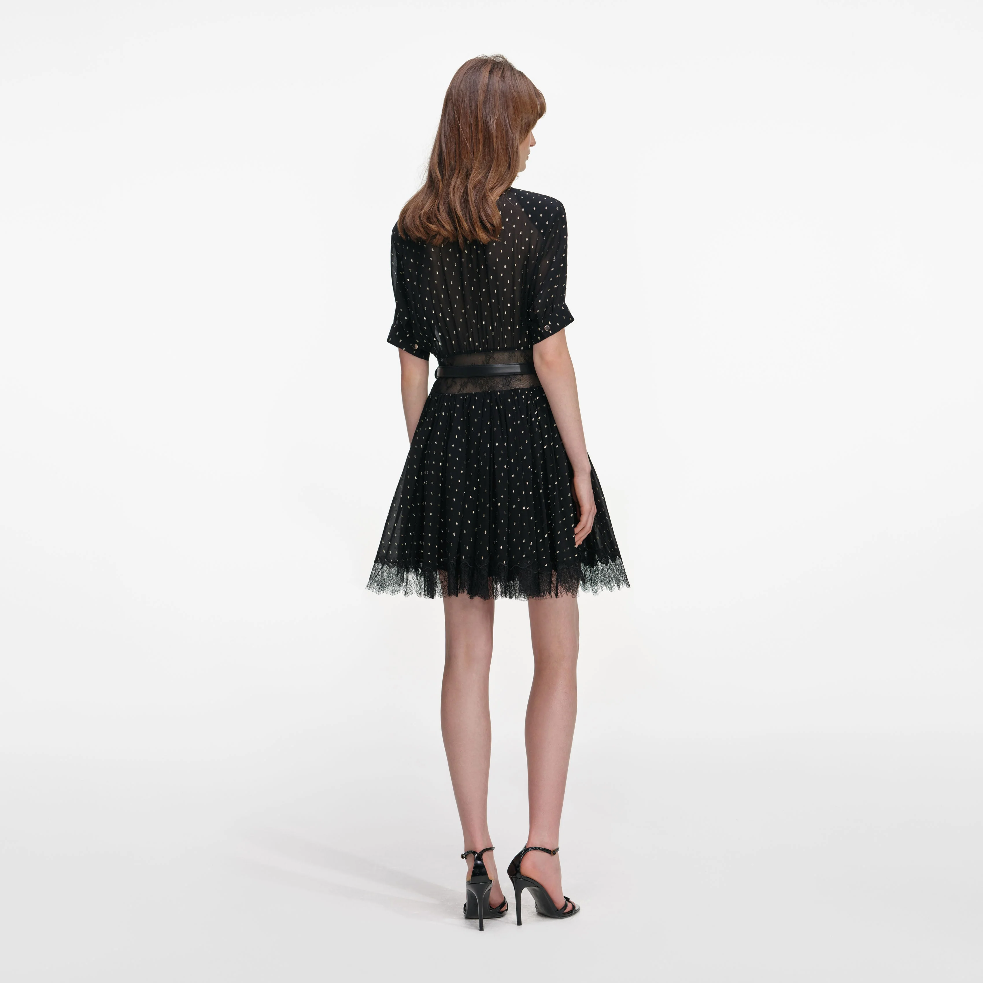 Black And Gold Chiffon Mini Dress - Image 3