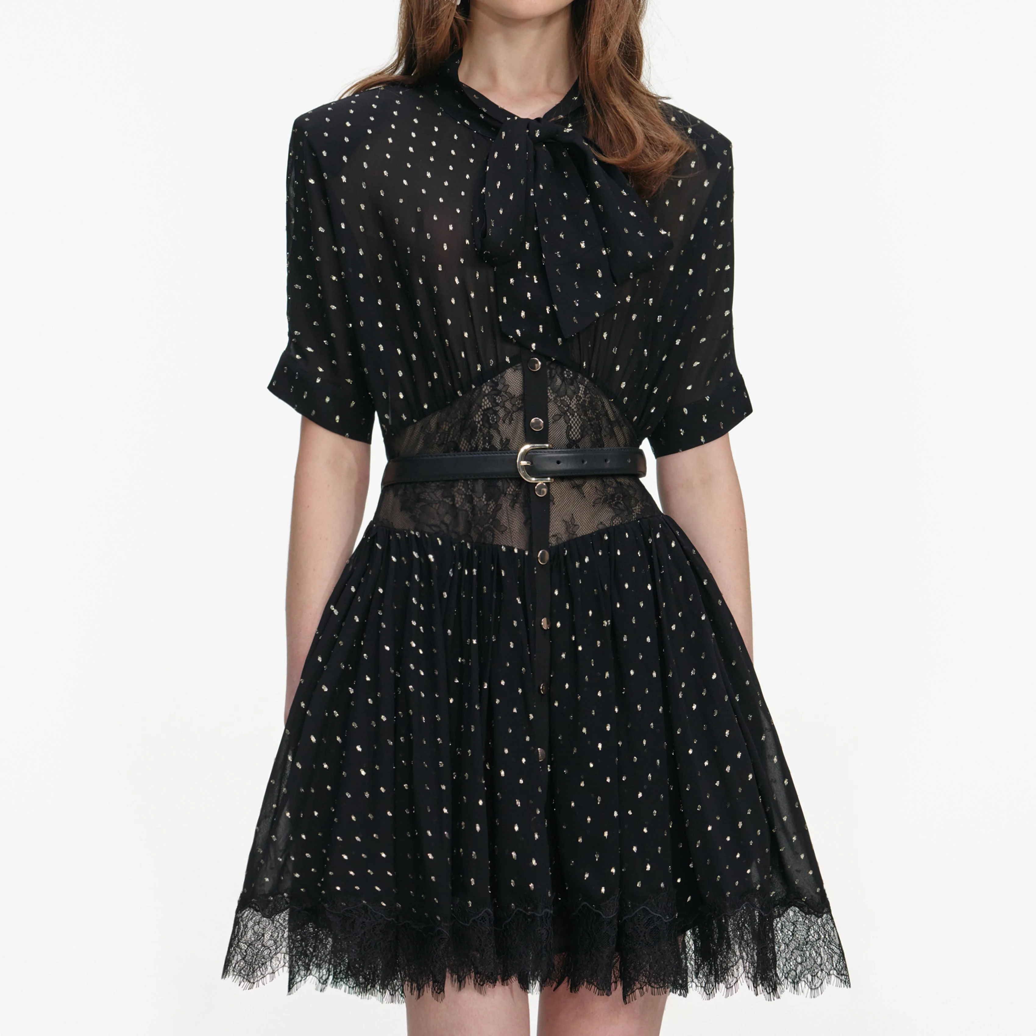 Black And Gold Chiffon Mini Dress - Image 4