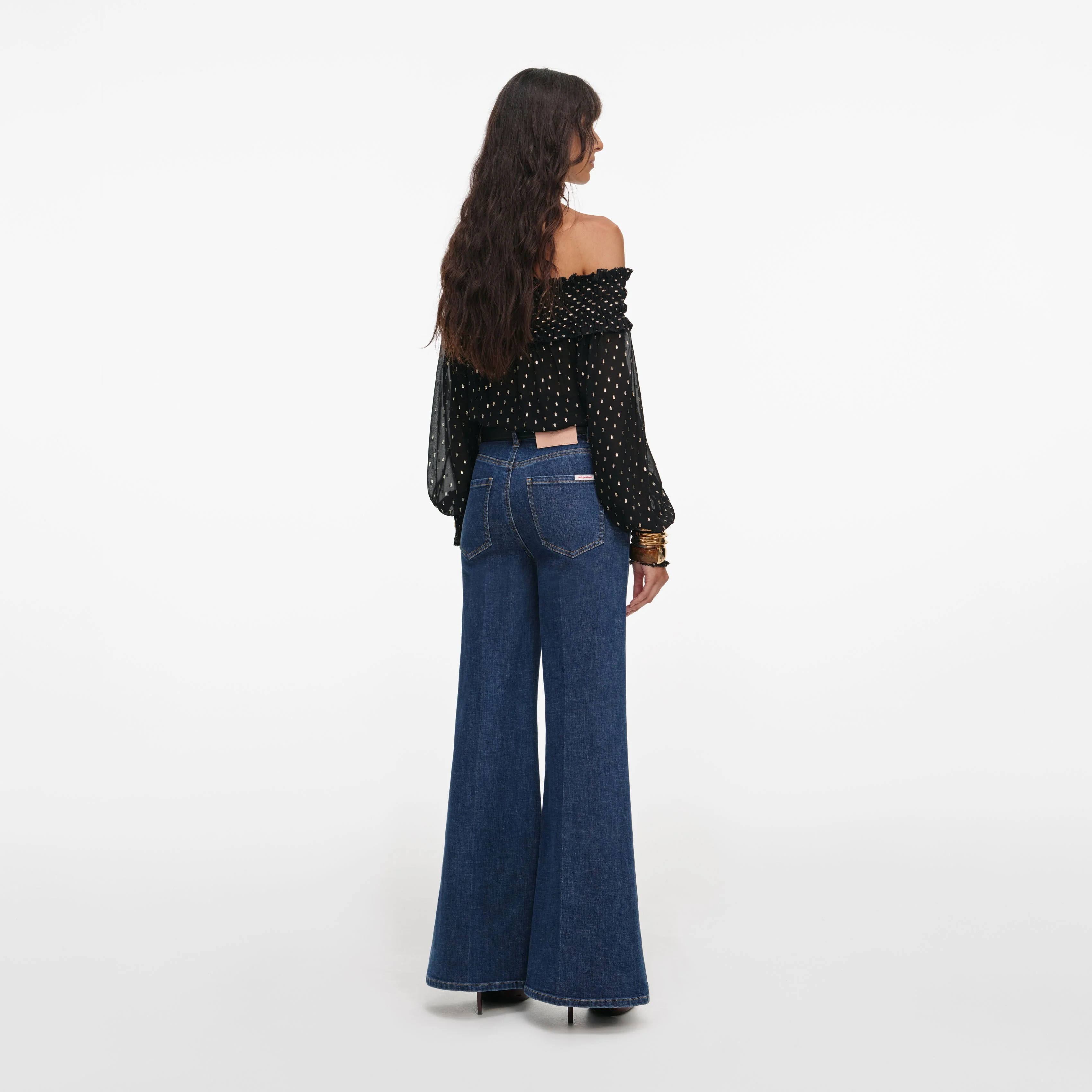 Black And Gold Chiffon Top - Image 3