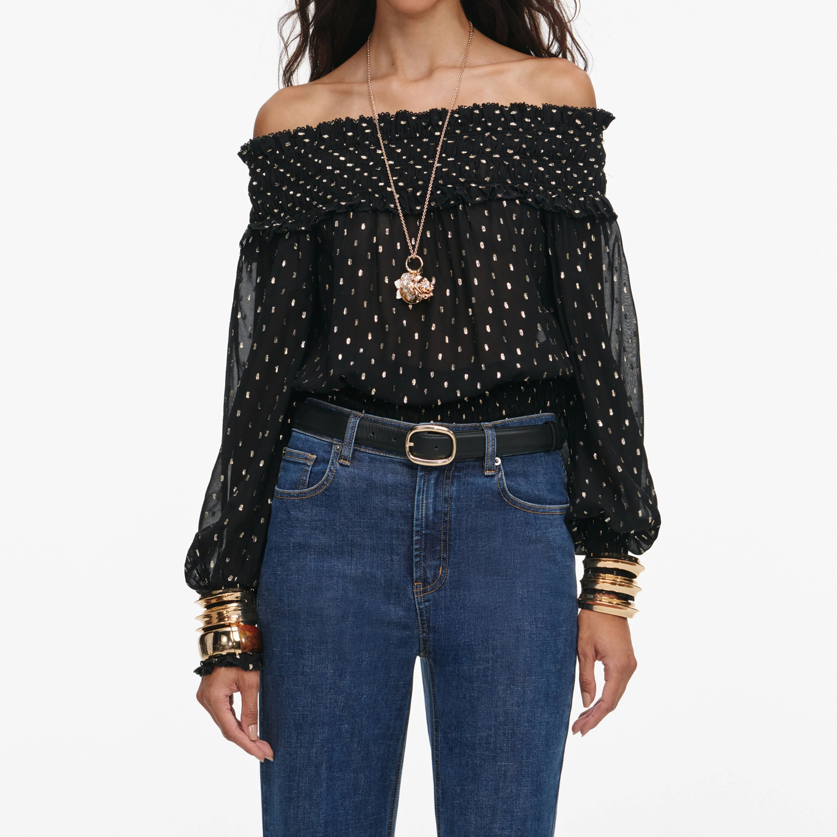 Black And Gold Chiffon Top - Image 4