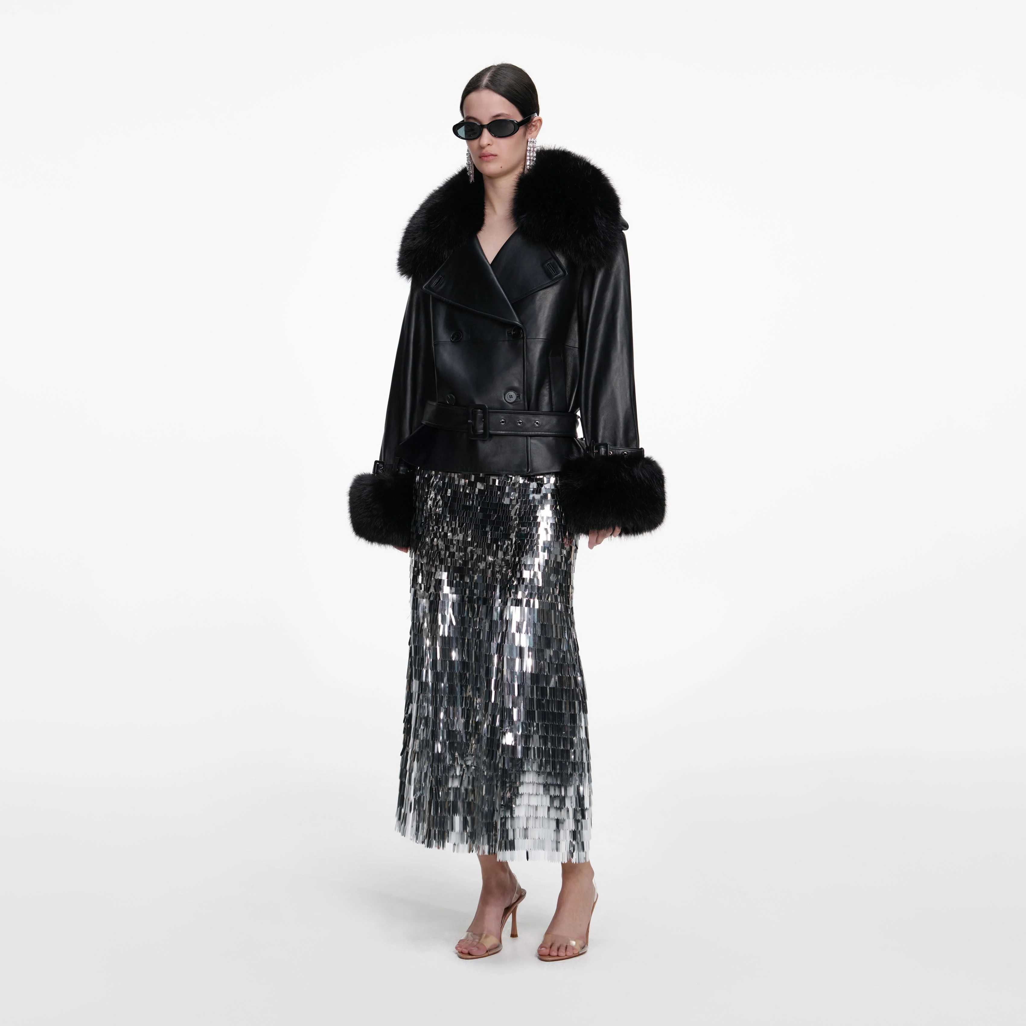 Black Belted Leather Jacket - Image 2