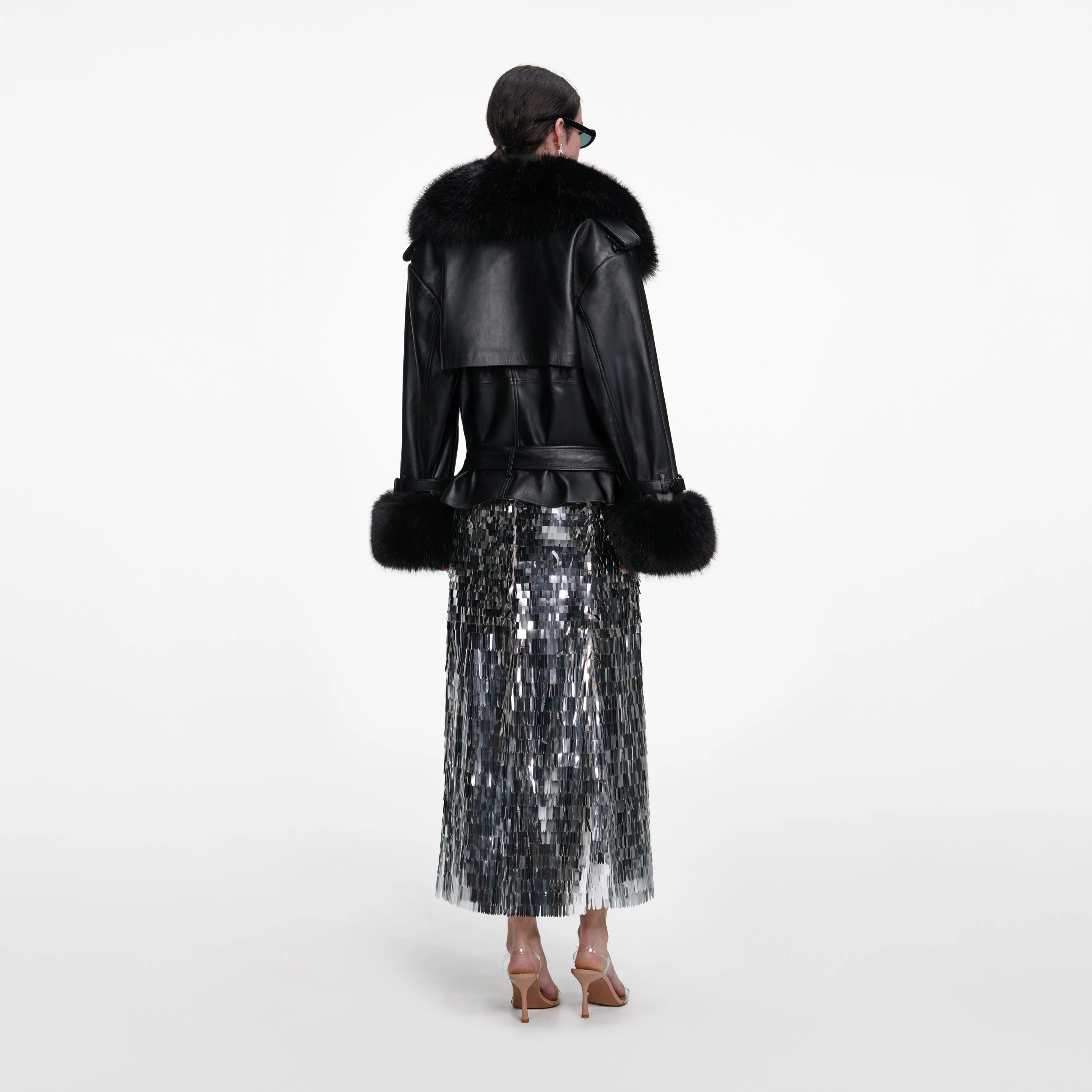 Black Belted Leather Jacket - Image 3